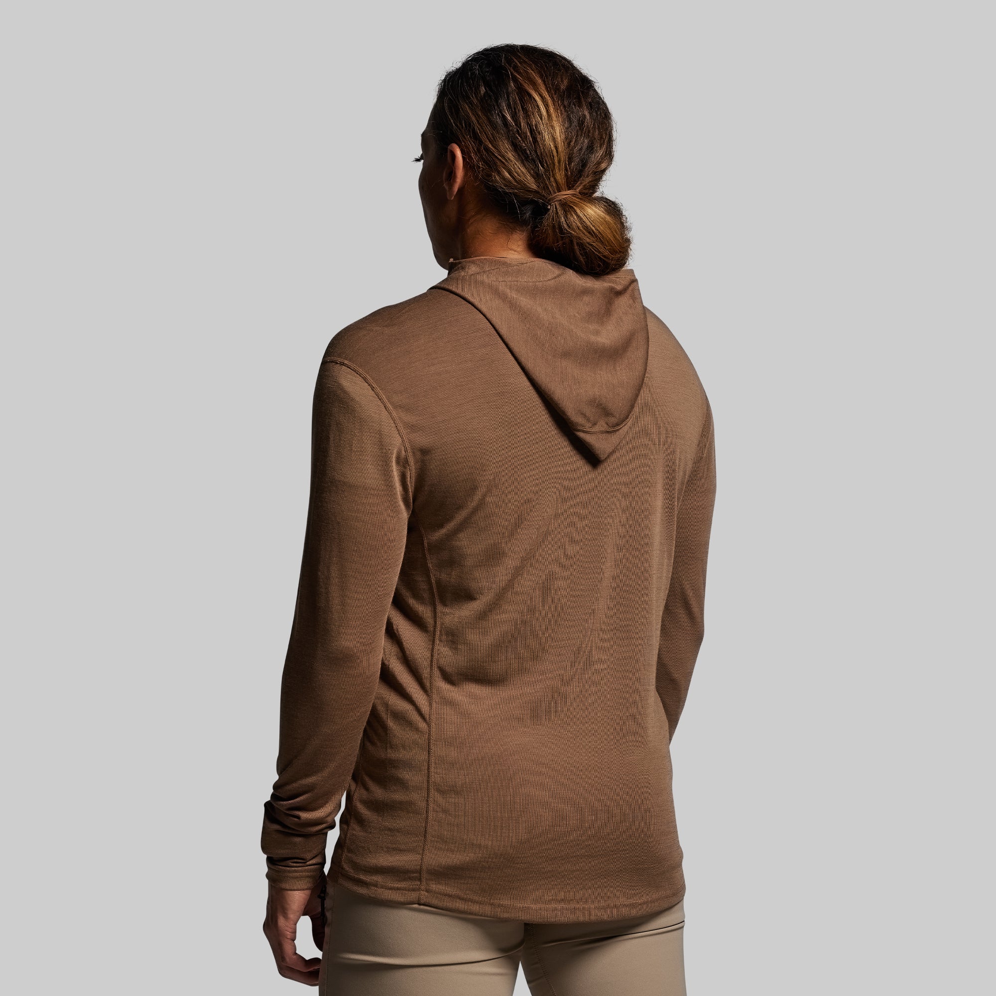 Women's Ridgeline Merino Half Zip Hoodie 165 (Coyote Brown) - Image 2