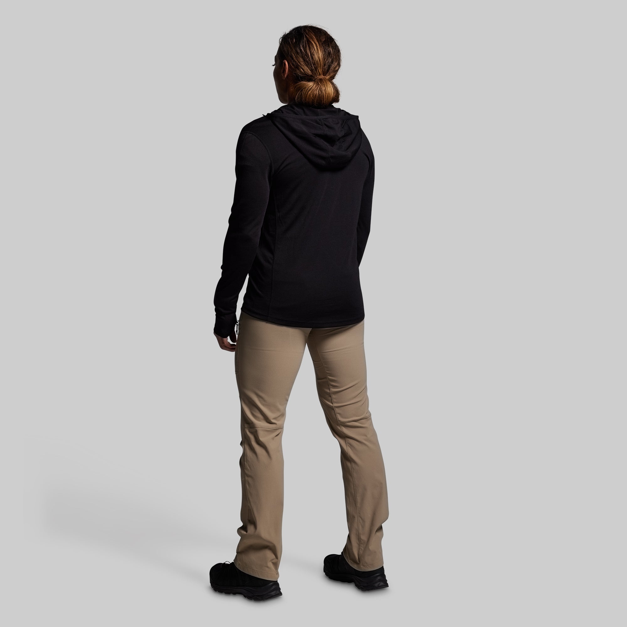 Women's Ridgeline Merino Half Zip Hoodie 165 (Black) - Image 7