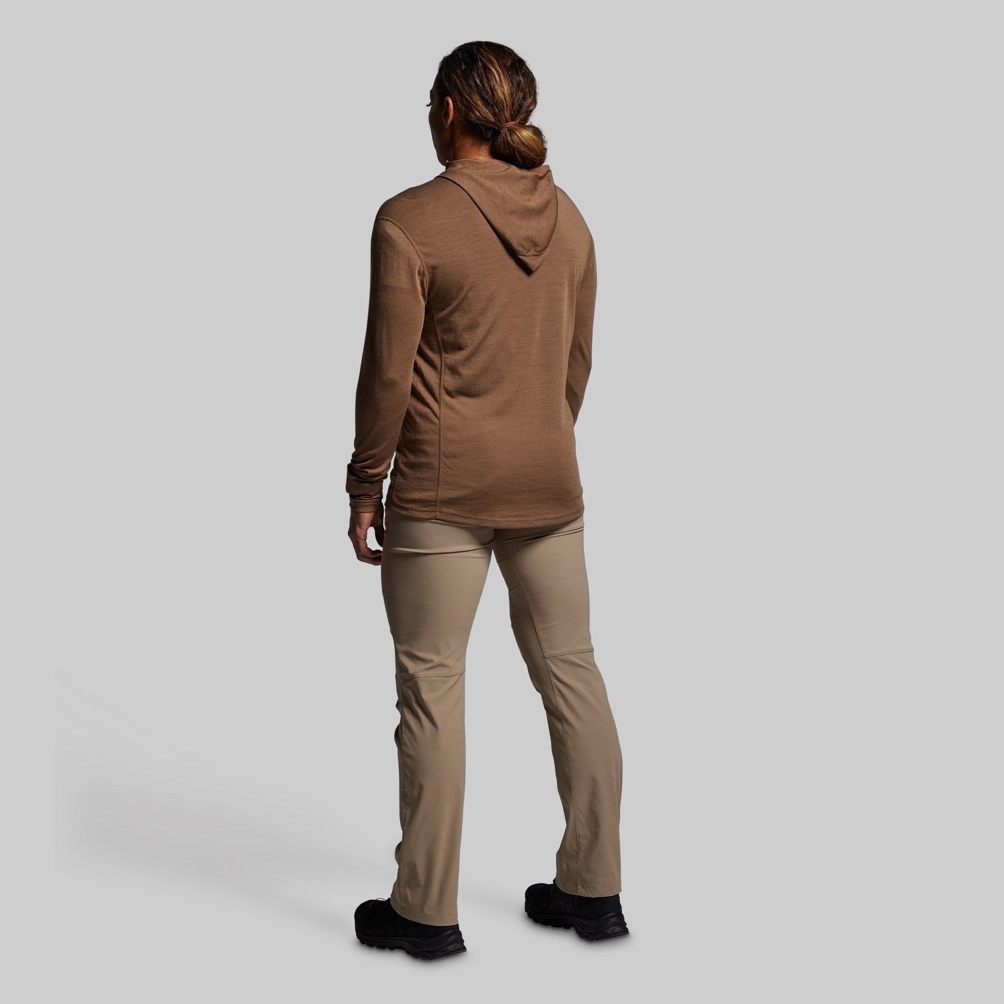 Women's Ridgeline Merino Half Zip Hoodie 165 (Coyote Brown) - Image 8