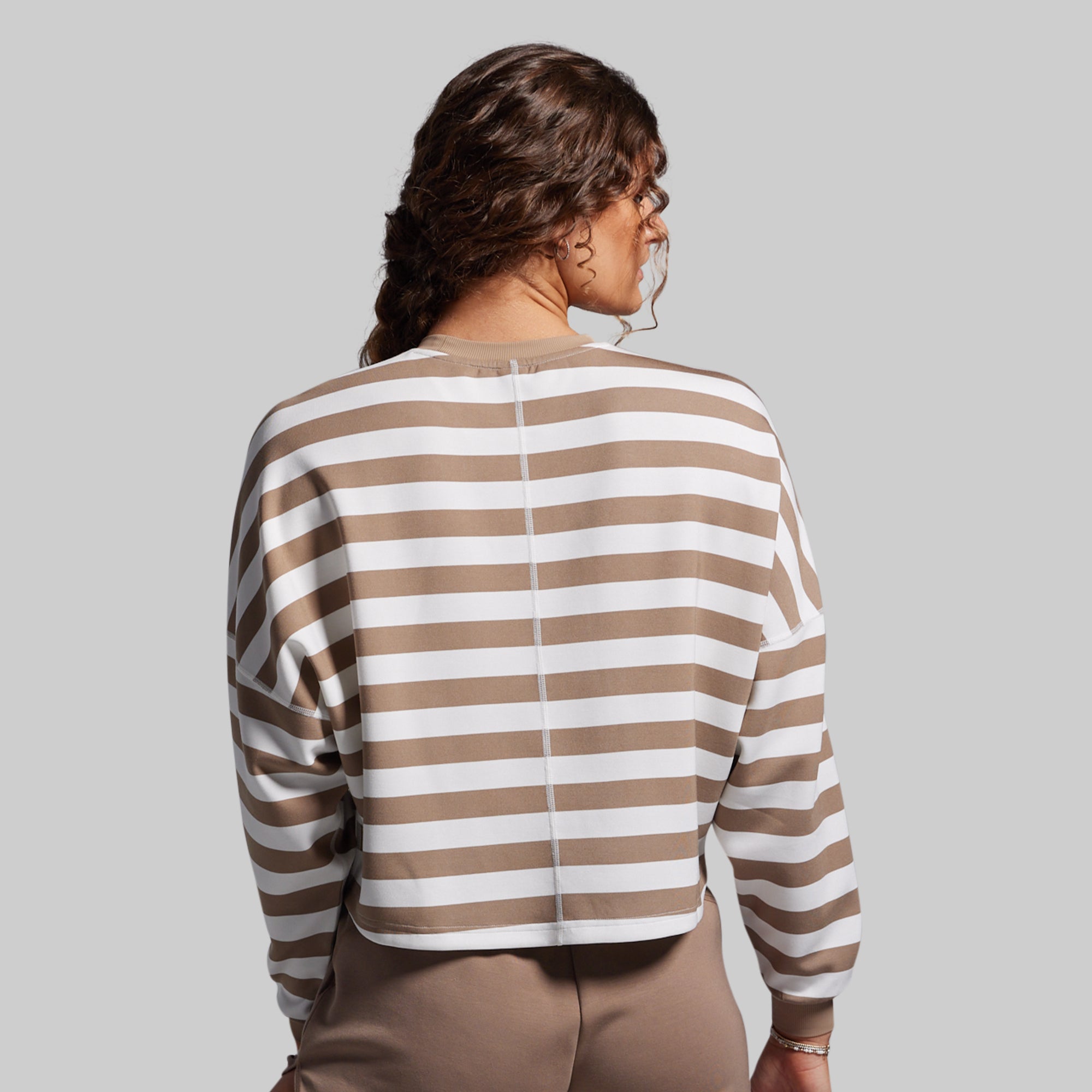 Lounge Lux Cropped Pullover (Java Stripe) - Image 3