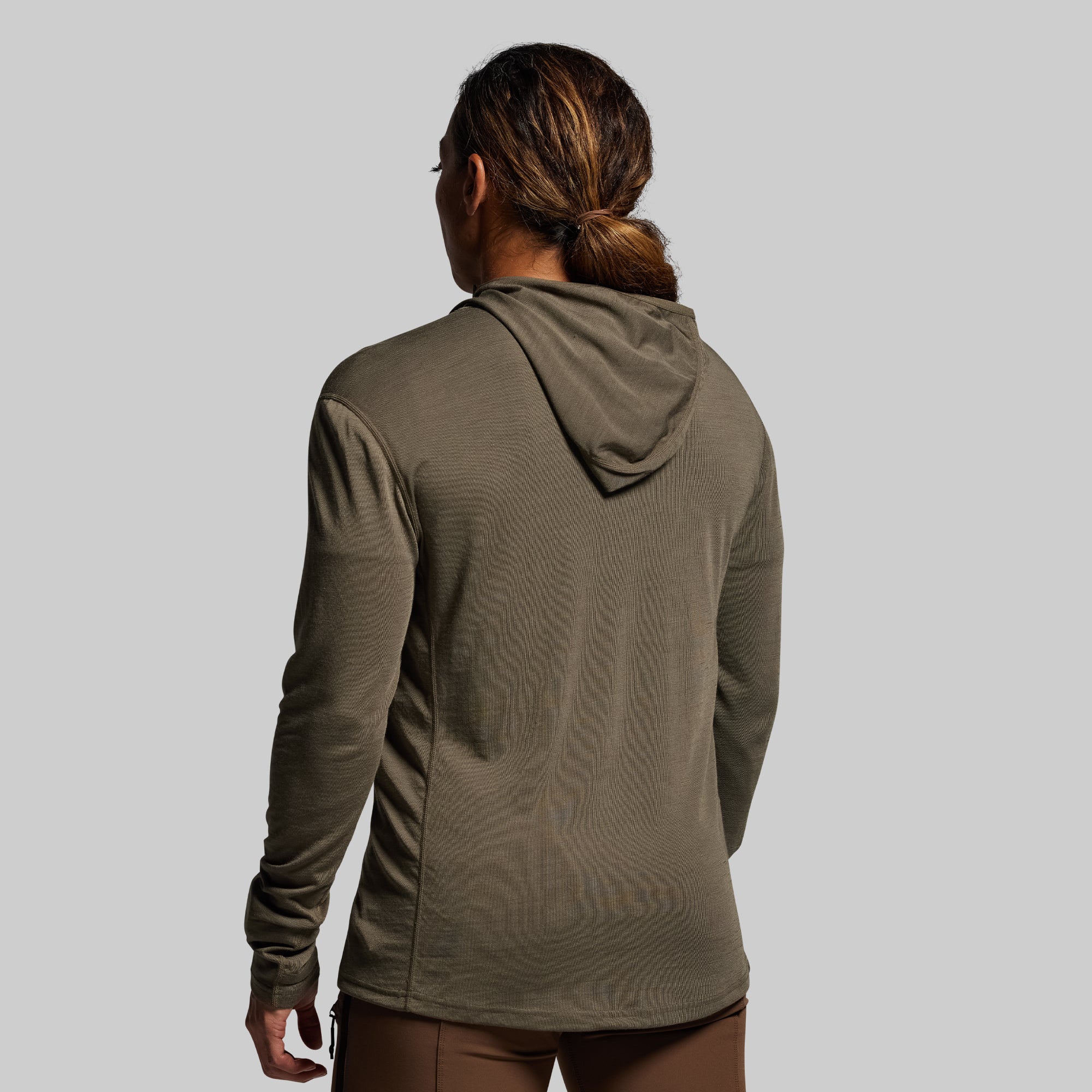 Women's Ridgeline Merino Half Zip Hoodie 165 (OD Green) - Image 2