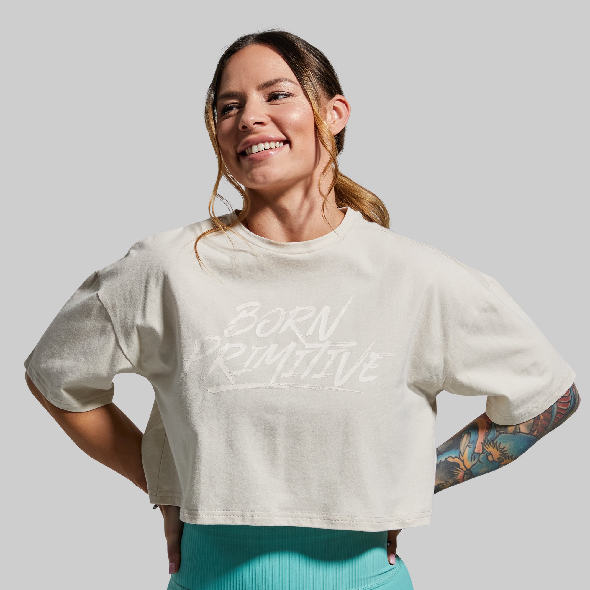 Training Crop Tee 2.0 (Oatmeal) - Image 3