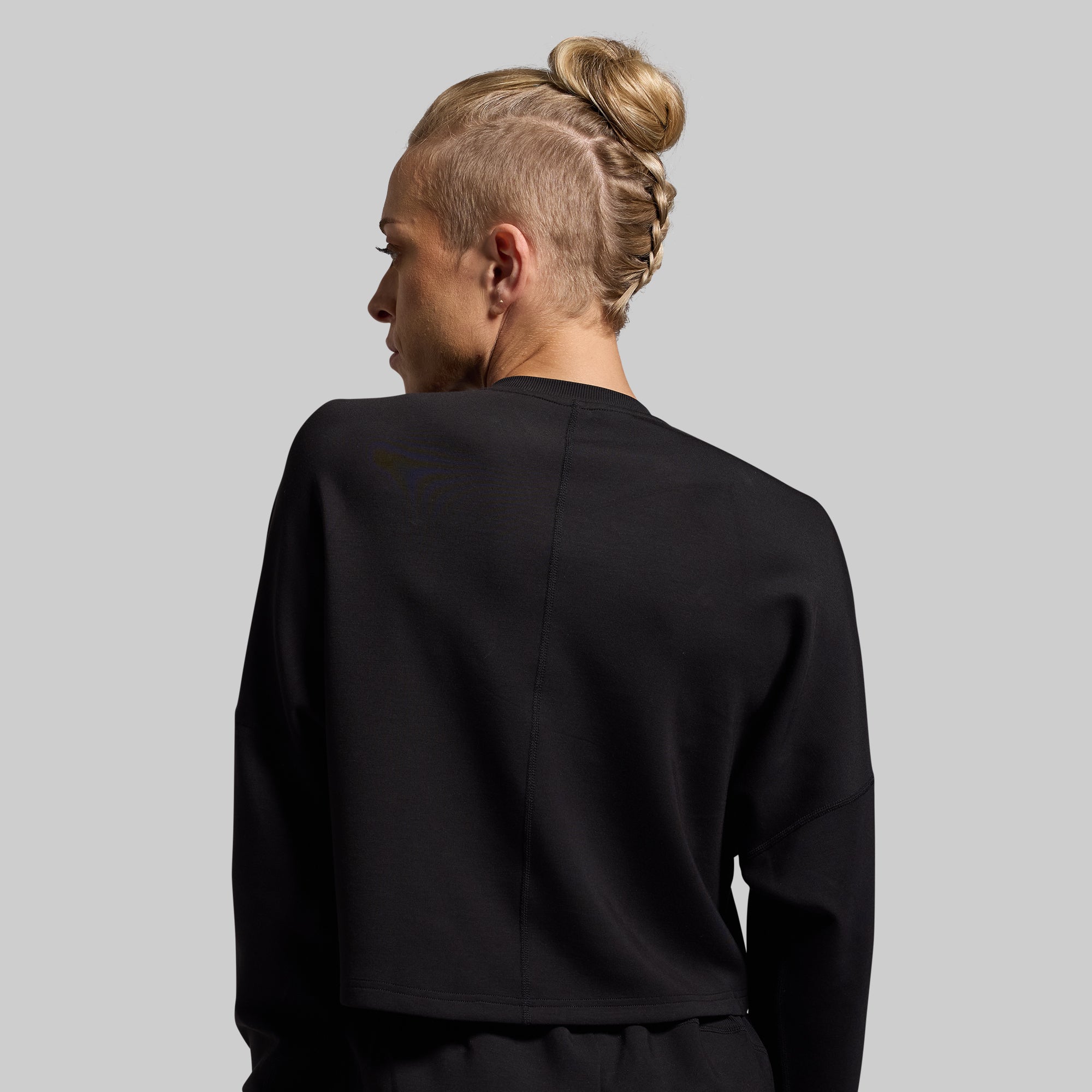 Lounge Lux Cropped Pullover (Black) - Image 2