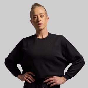 Lounge Lux Cropped Pullover (Black)