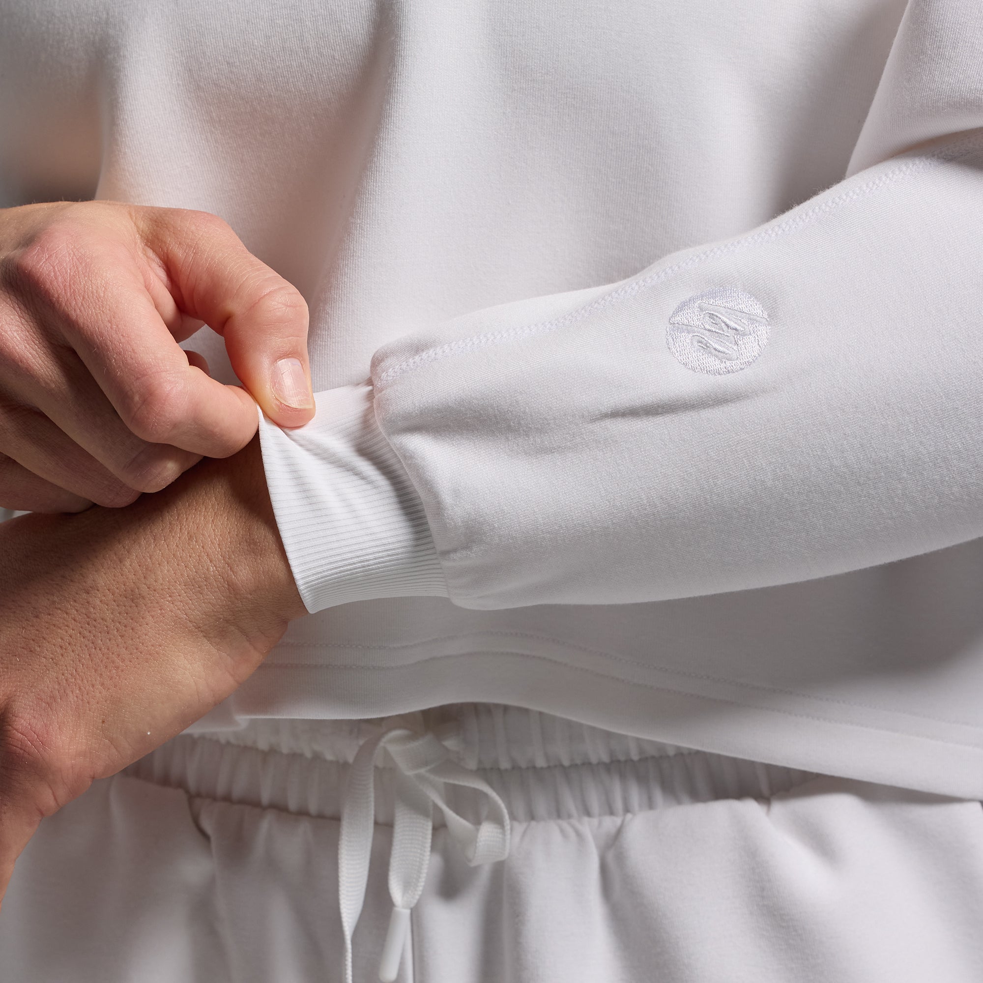 Lounge Lux Cropped Pullover (White) - Image 4