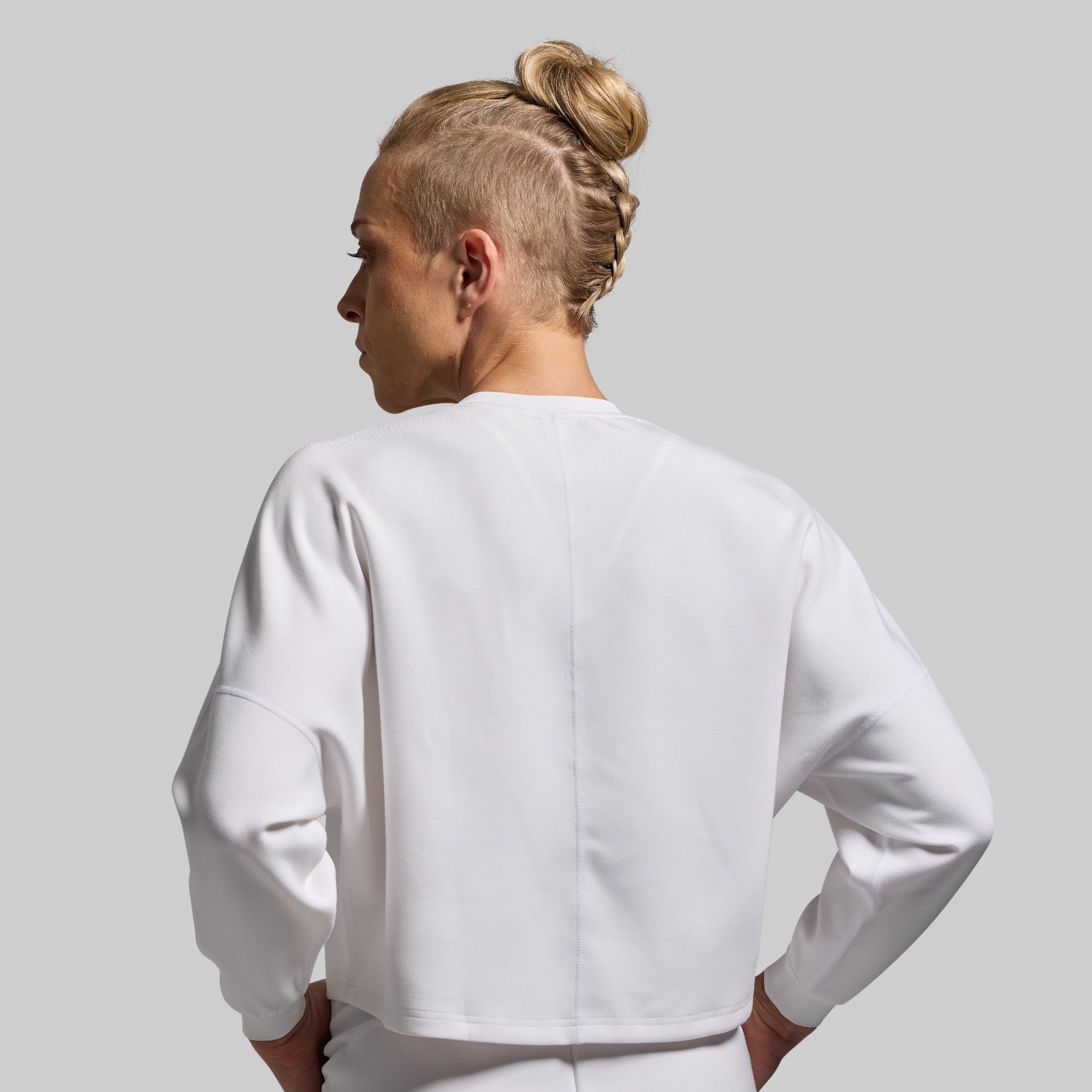 Lounge Lux Cropped Pullover (White) - Image 2