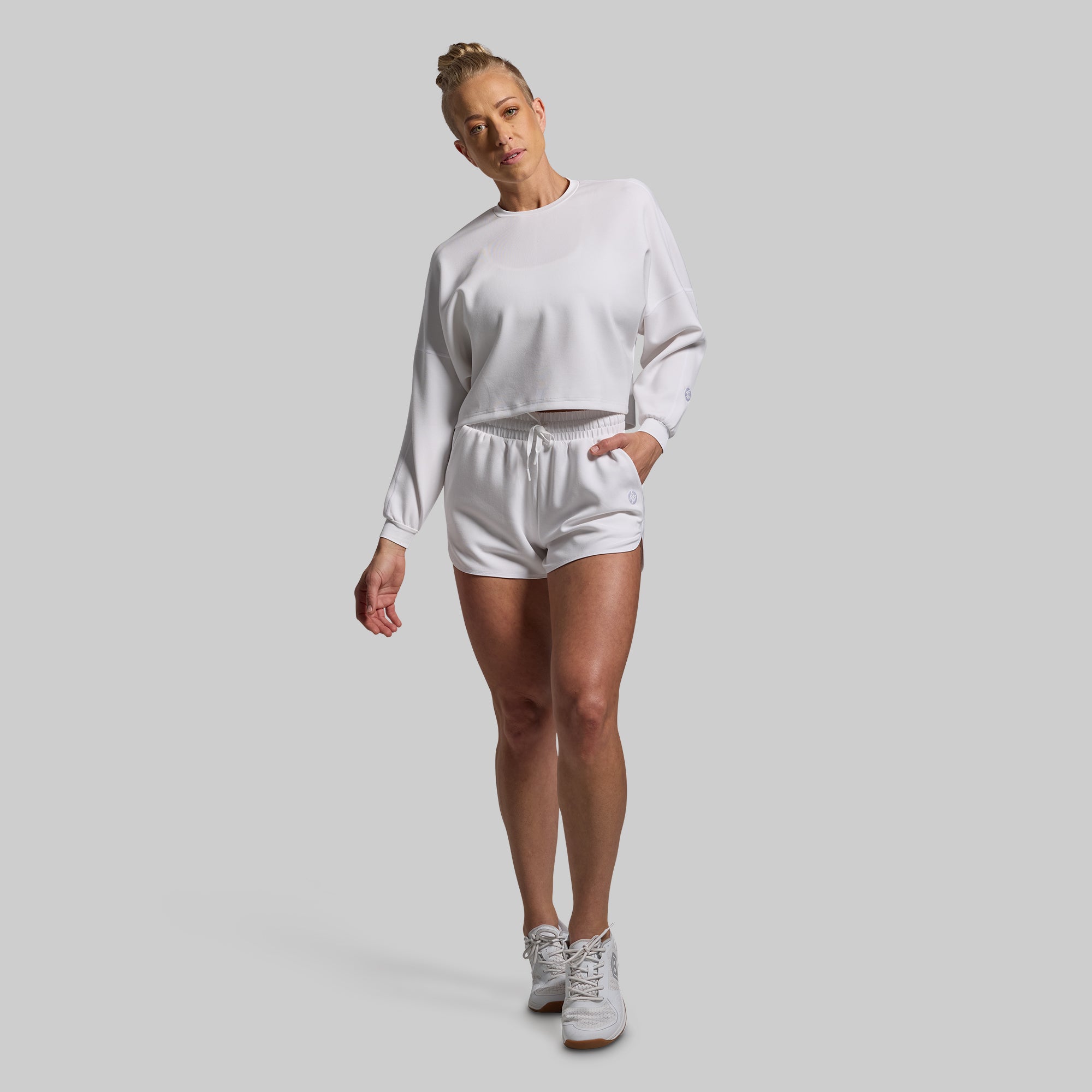 Lounge Lux Cropped Pullover (White) - Image 6