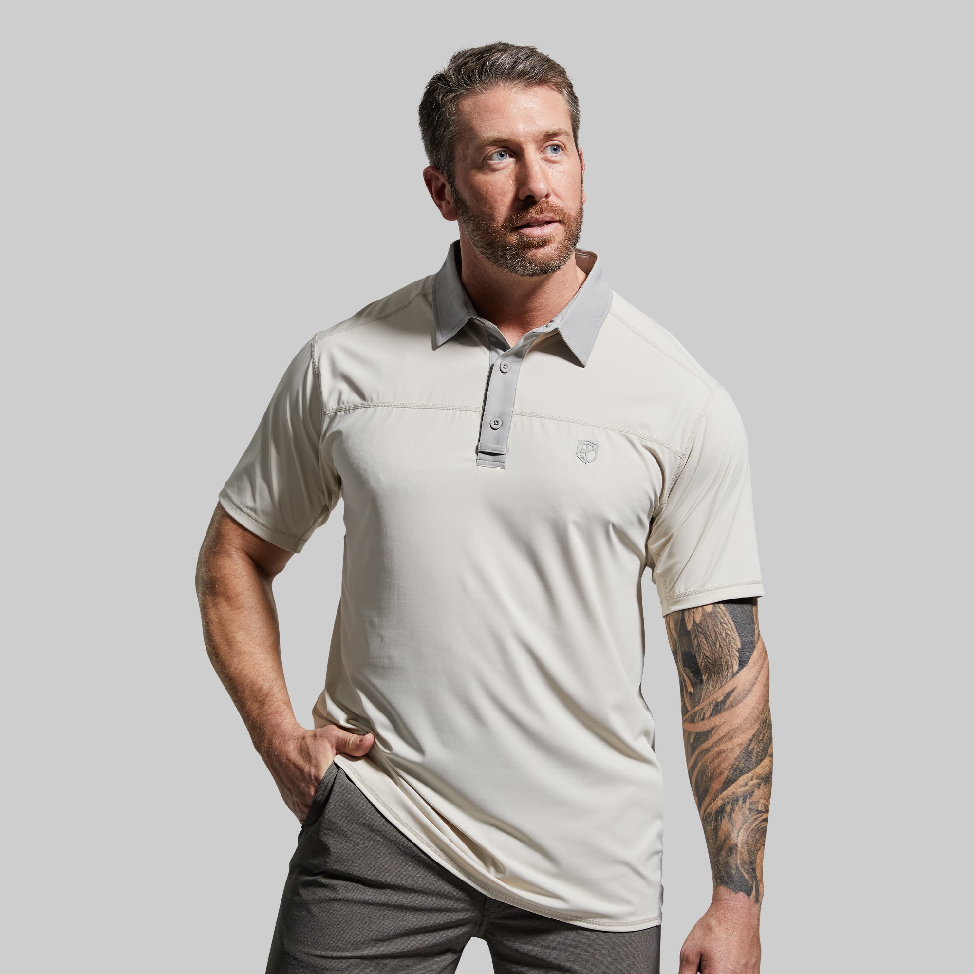 Men's Tek Polo (Sand) - Image 3