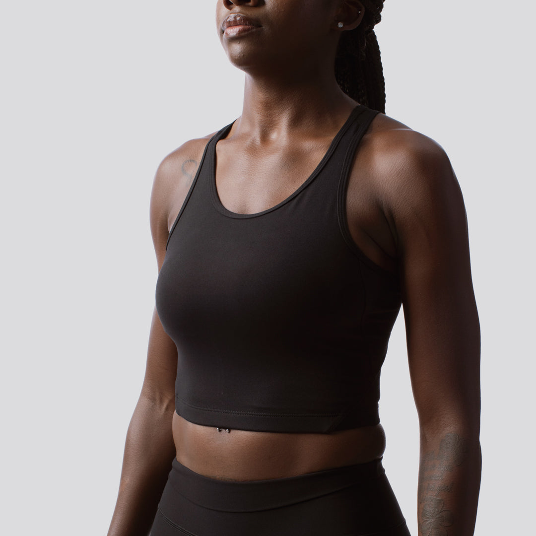 Meshed Up Cropped Sports Bra (Black) - Image 2