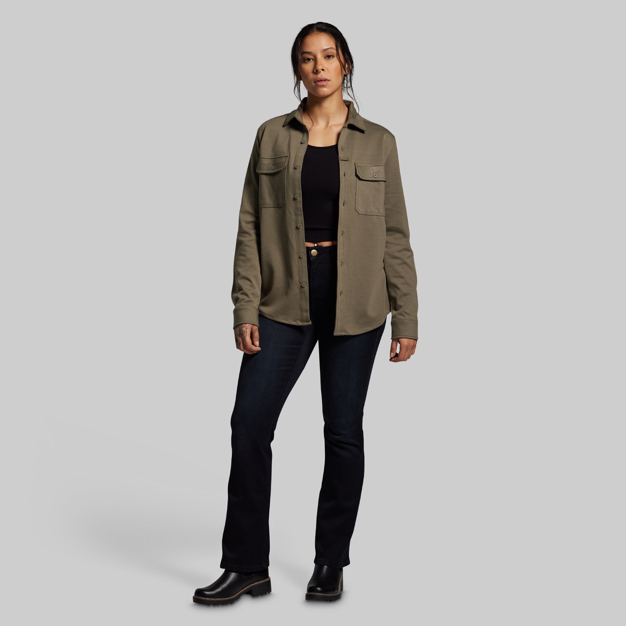 Woodsman Stretchy Flannel (OD Green) - Image 10