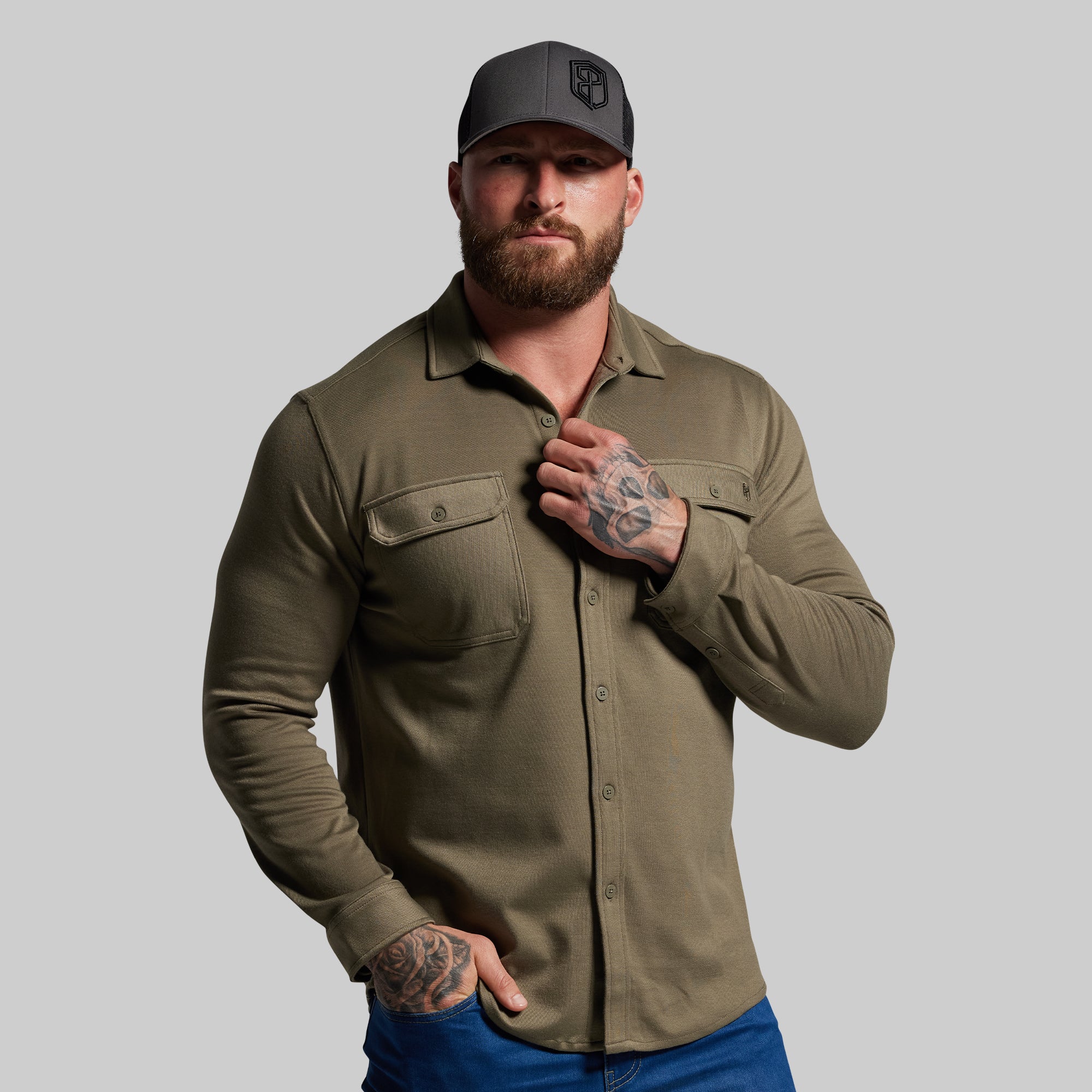 Woodsman Stretchy Flannel (OD Green) - Image 2