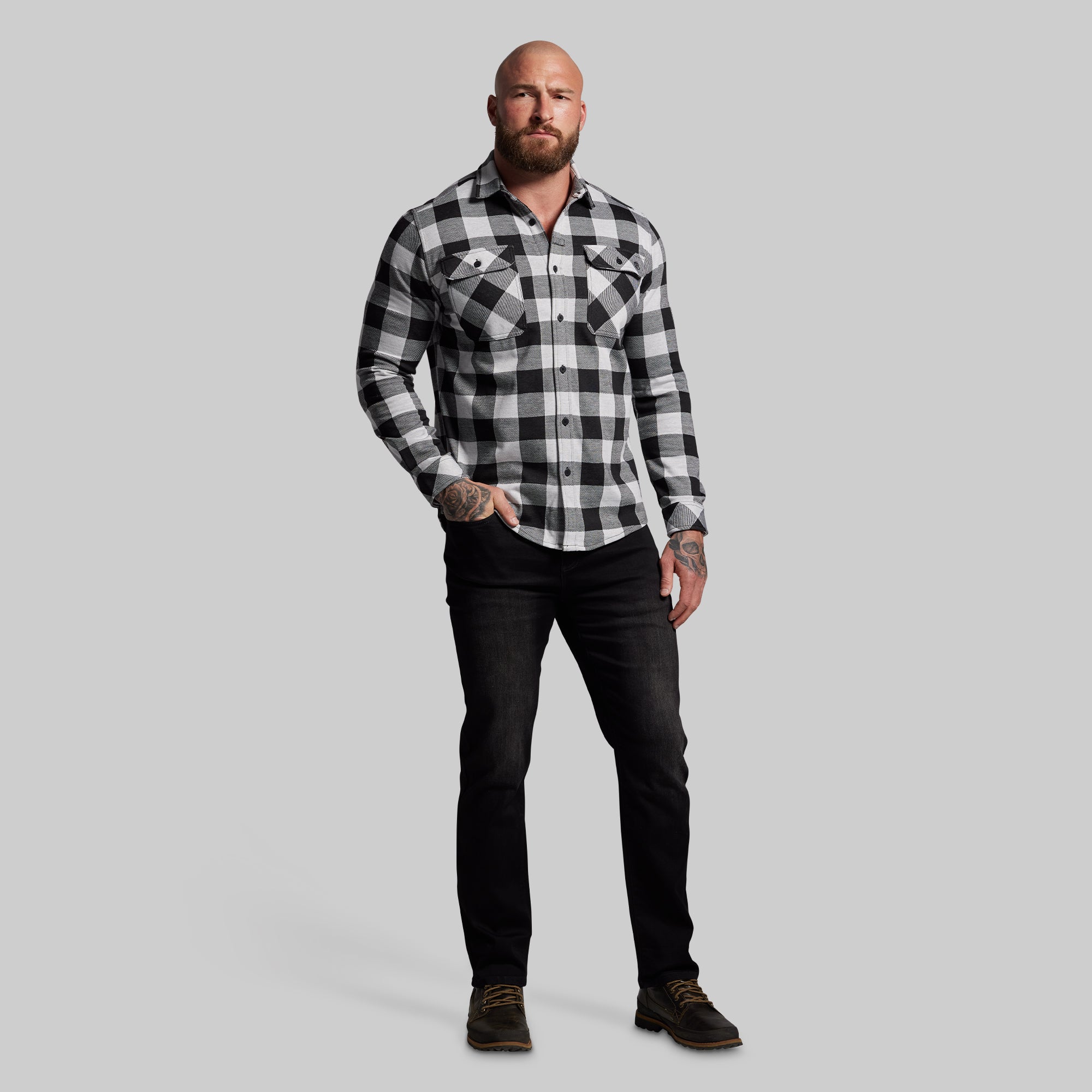 Woodsman Stretchy Flannel (White/Black) - Image 8