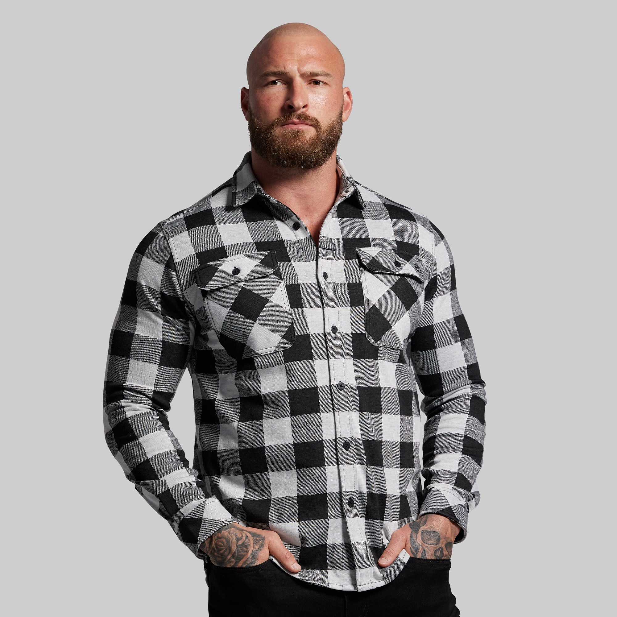 Woodsman Stretchy Flannel (White/Black) - Image 2
