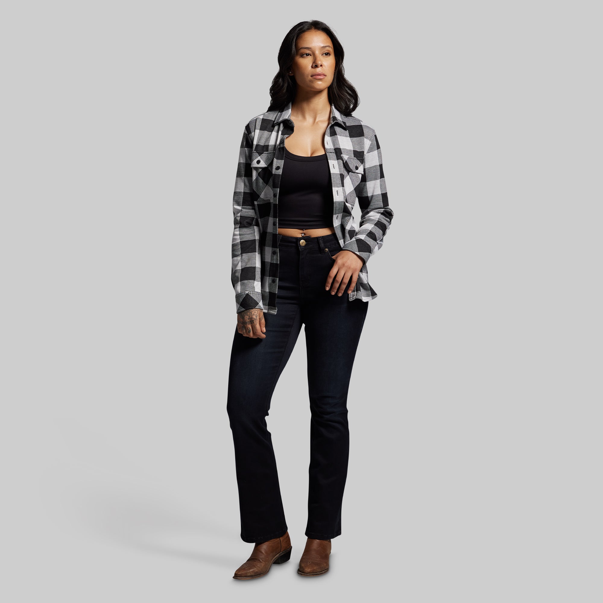 Woodsman Stretchy Flannel (White/Black) - Image 10