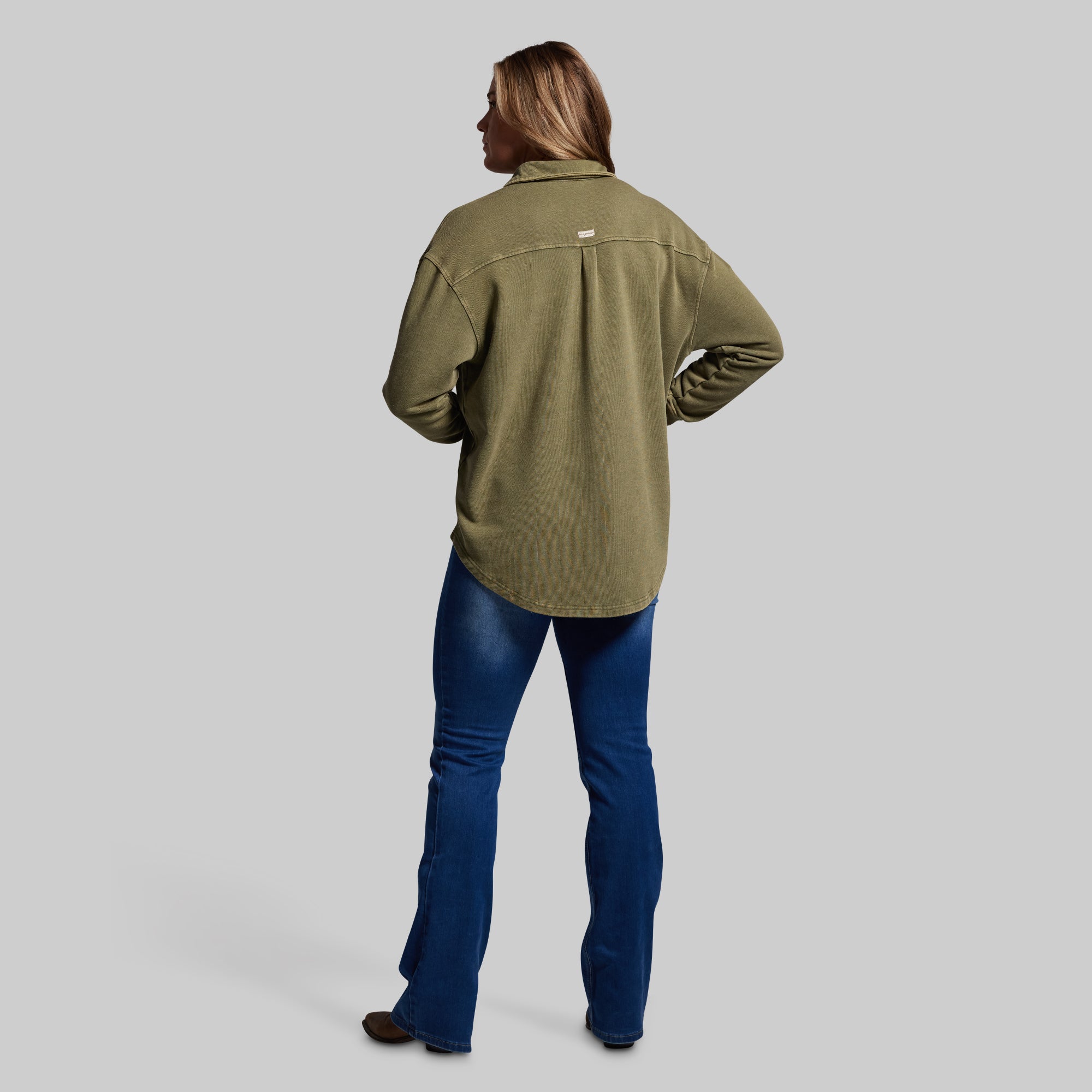 Women's Oversized Washed Button Up (Deep Green) - Image 7