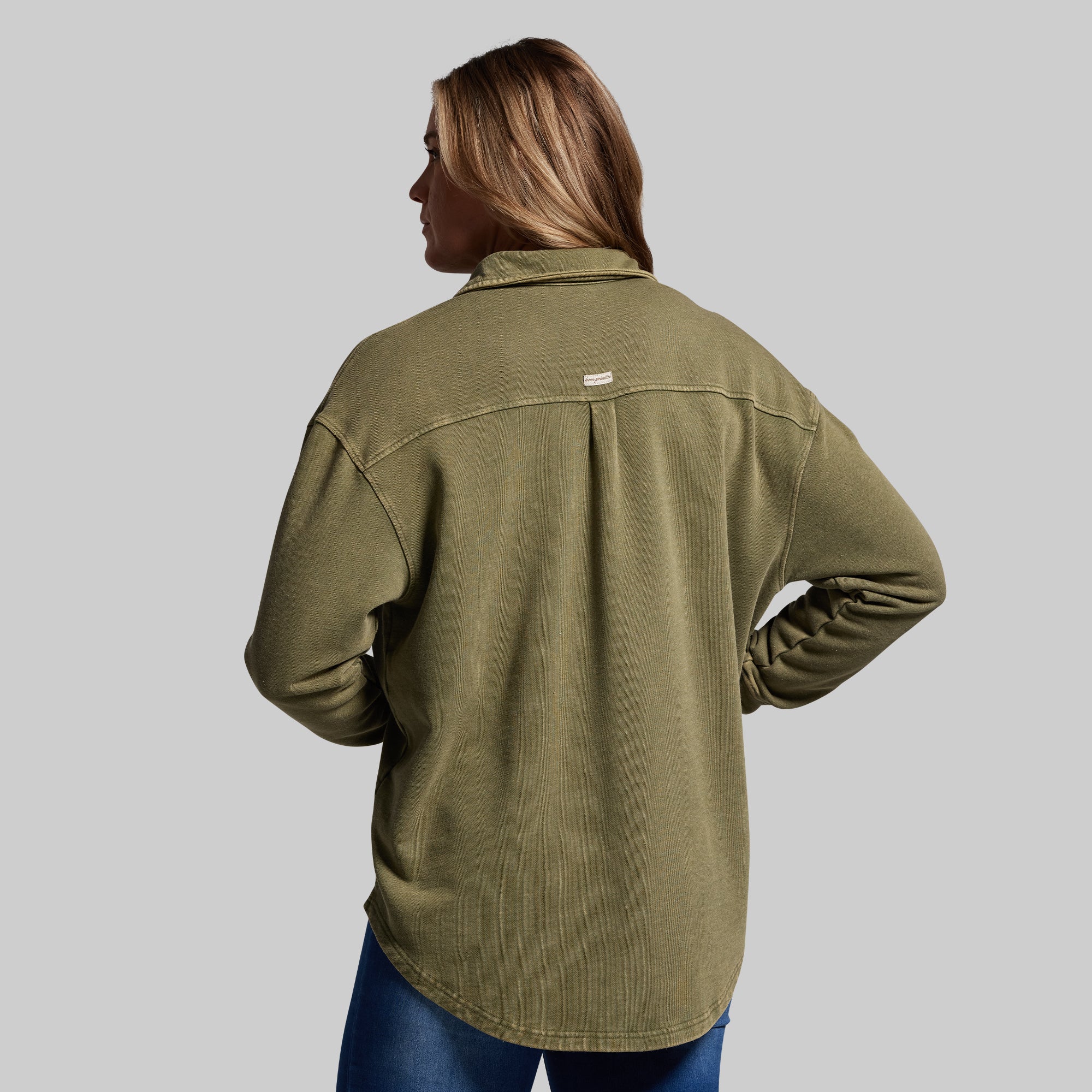 Women's Oversized Washed Button Up (Deep Green) - Image 2