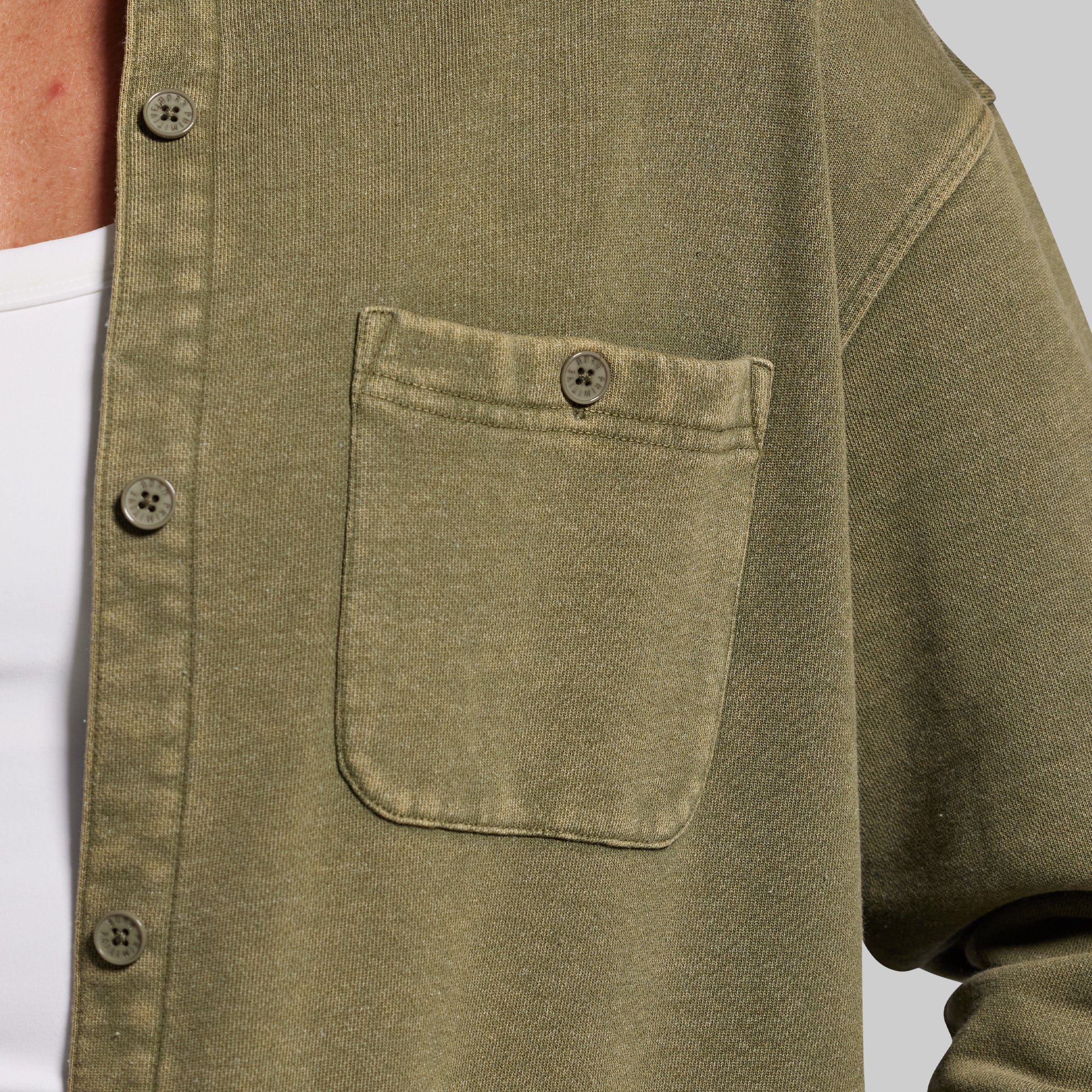 Women's Oversized Washed Button Up (Deep Green) - Image 3