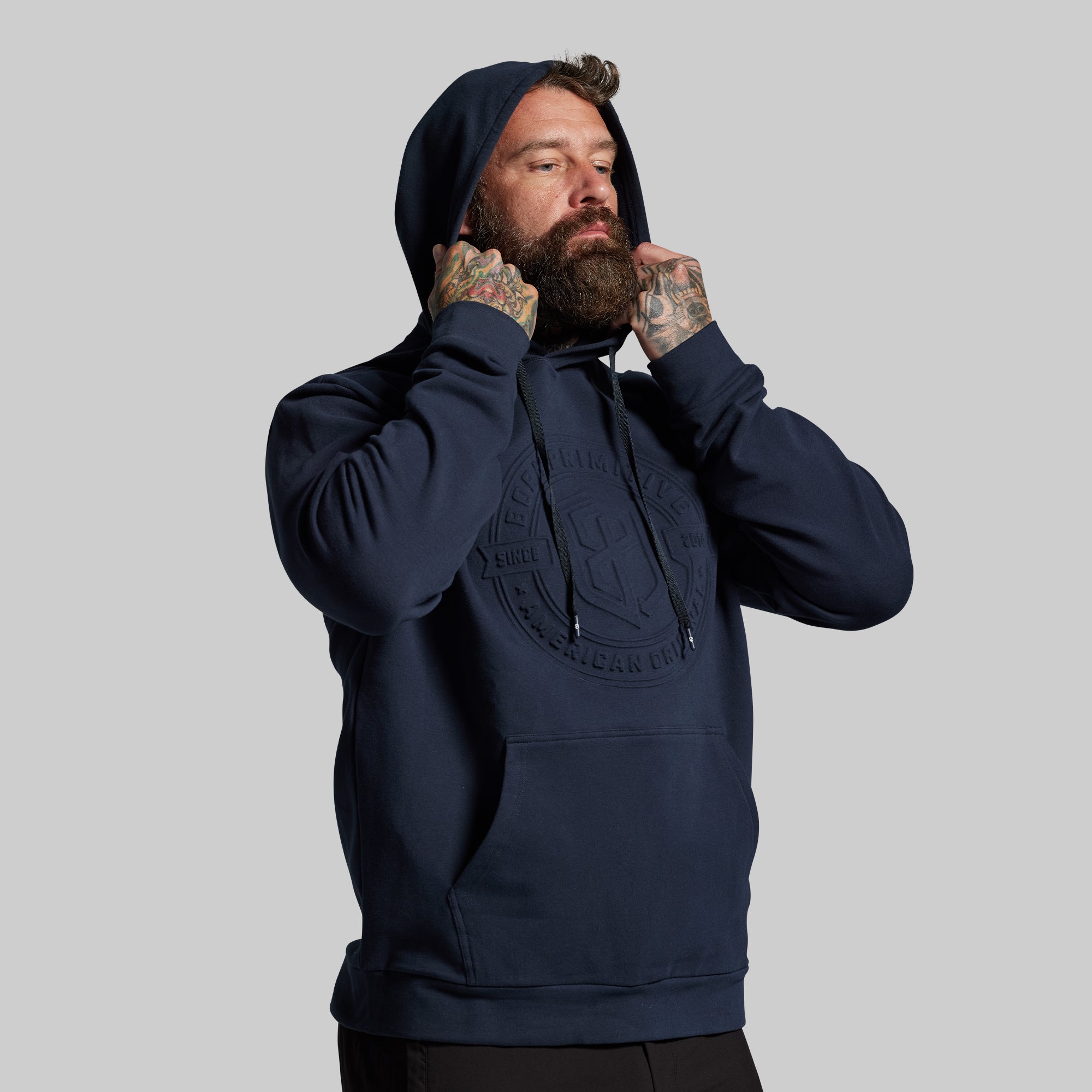 American Original Embossed Men's Unmatched Hoodie (BP Navy) - Image 5
