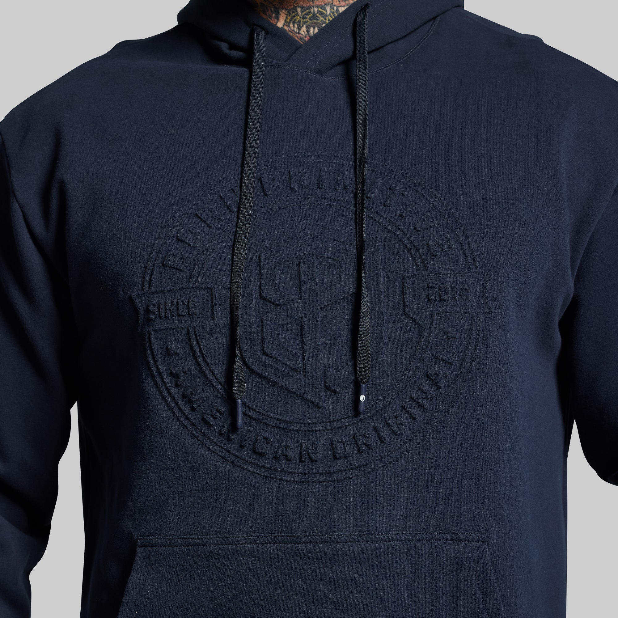 American Original Embossed Men's Unmatched Hoodie (BP Navy) - Image 3