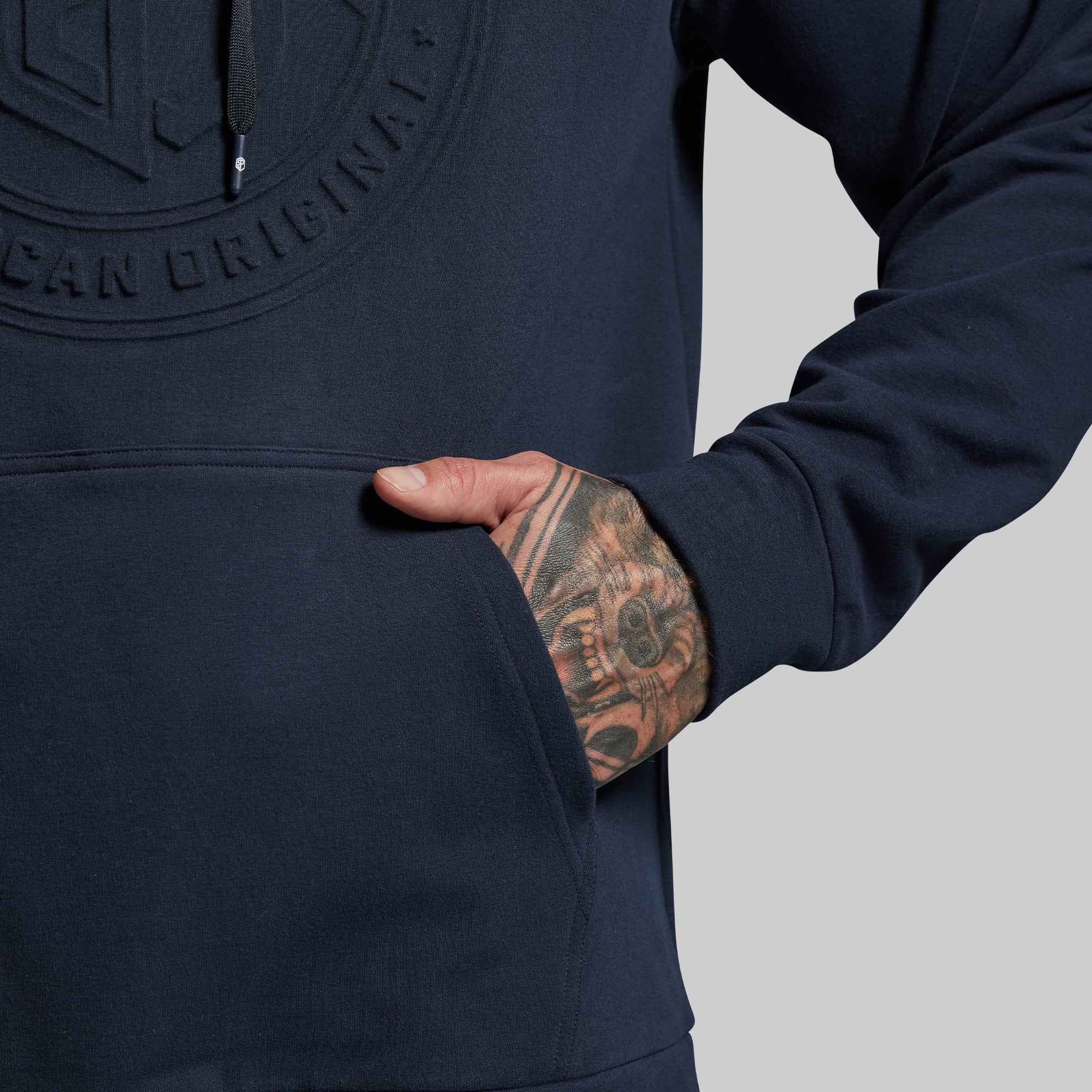 American Original Embossed Men's Unmatched Hoodie (BP Navy) - Image 4