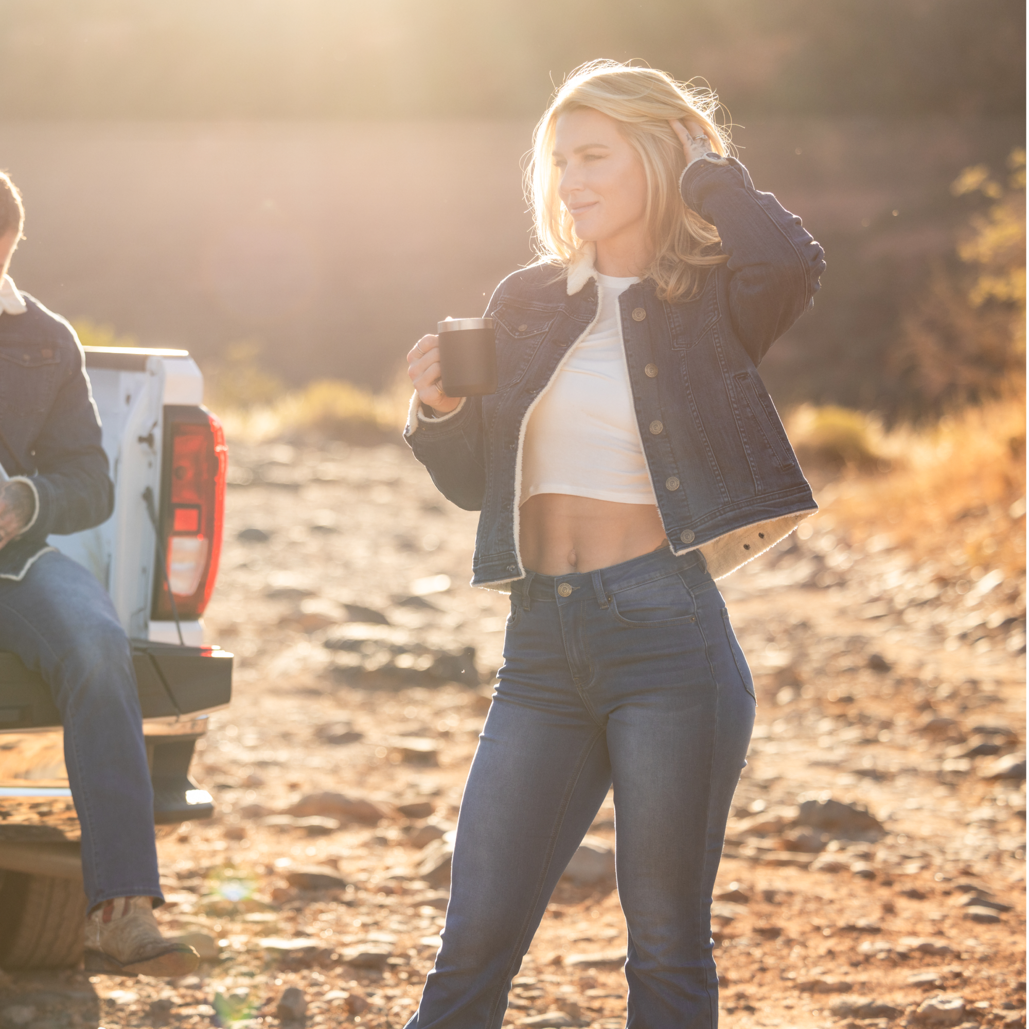 Women's FLEX Stretchy Pioneer Jacket 2.0 (Vintage Dark Wash) - Image 2