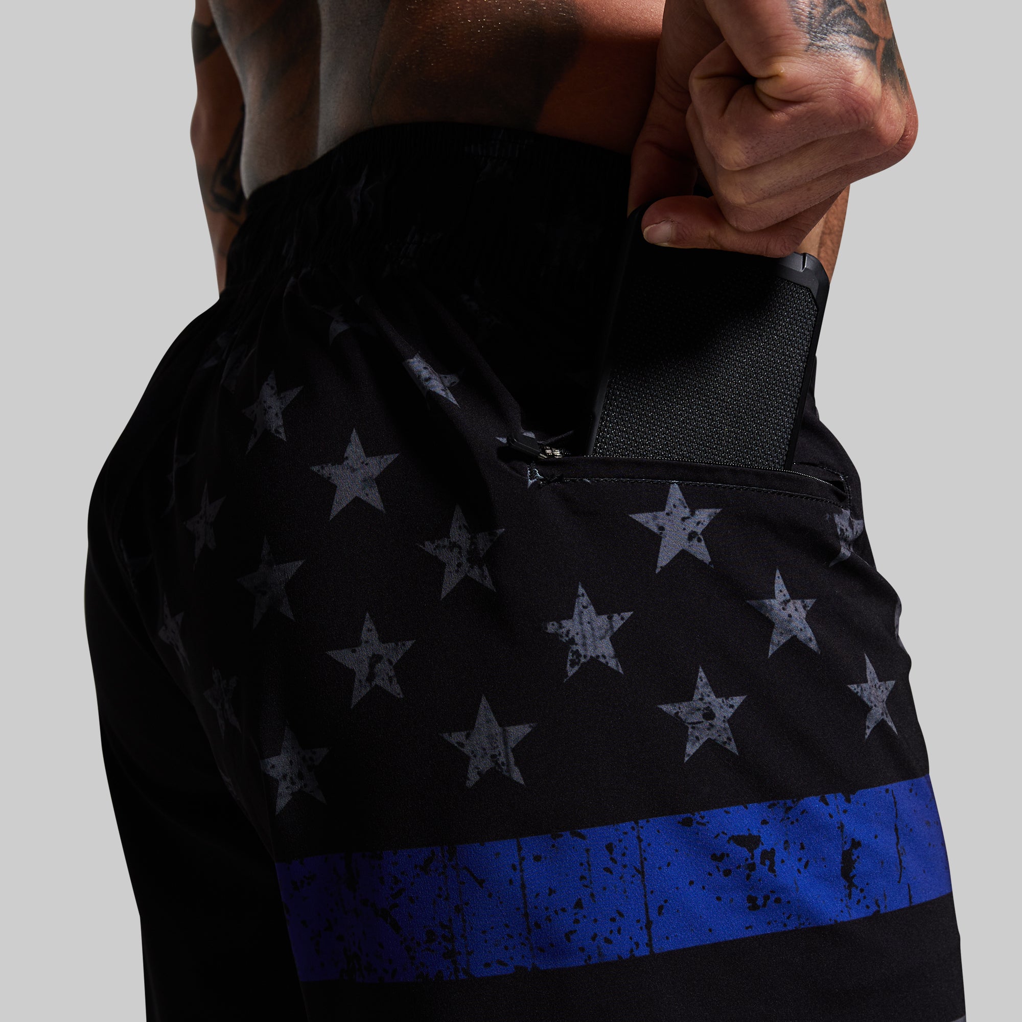 American Defender Short Velcro 3.0 (Thin Blue Line Gunmetal) - Image 4