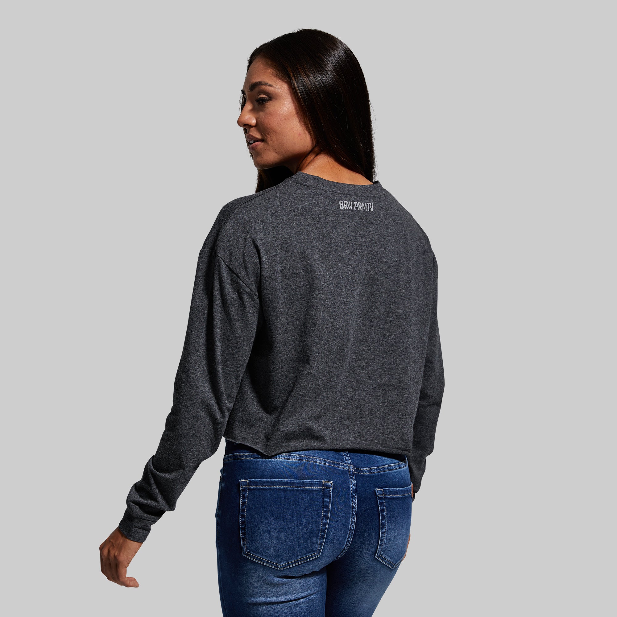 Training Crop Long Sleeve (Dark Heather Grey) - Image 2