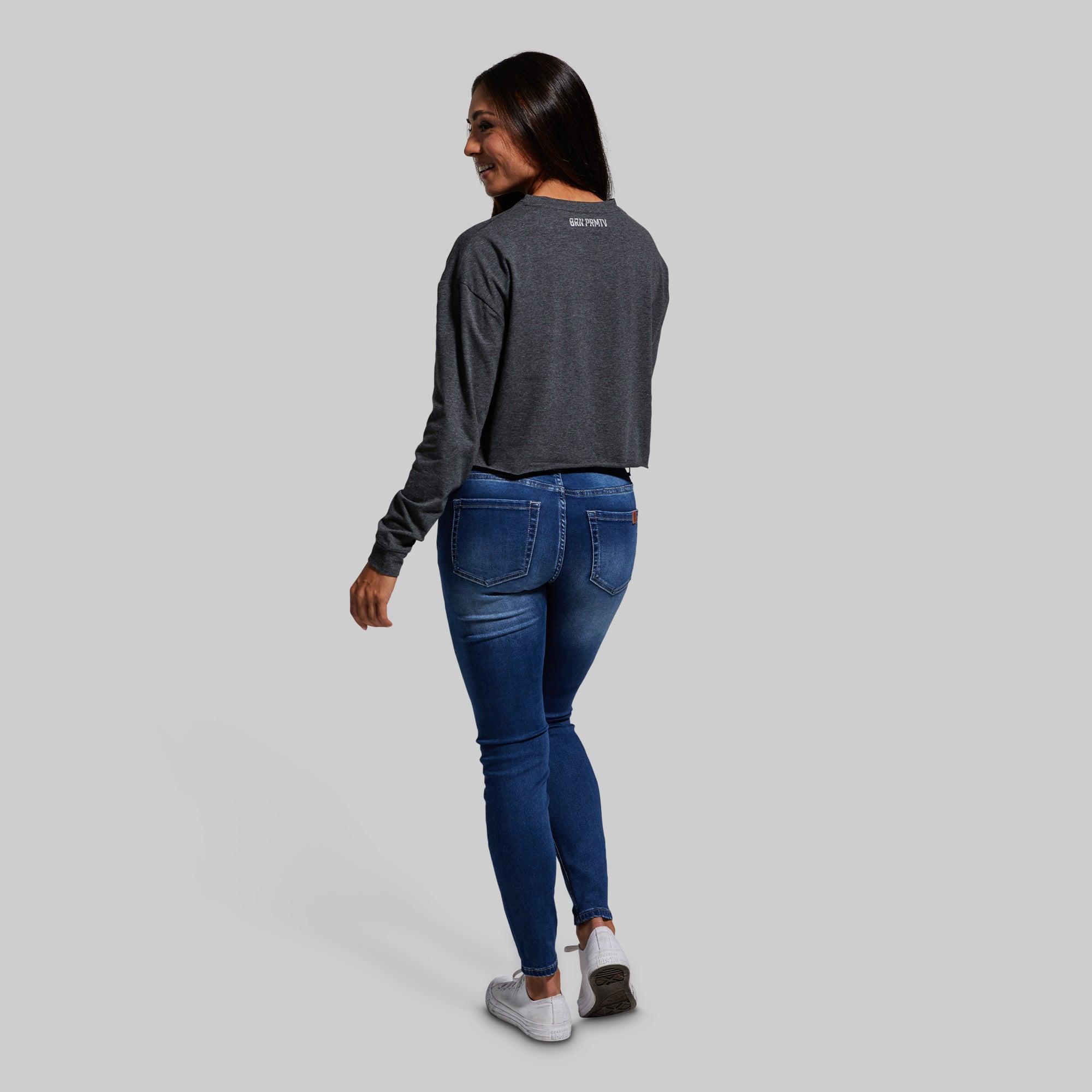 Training Crop Long Sleeve (Dark Heather Grey) - Image 4