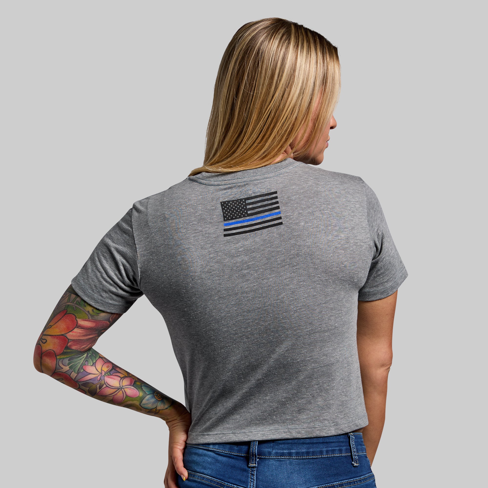 Brand Crop Tee (Thin Blue Line) - Image 2