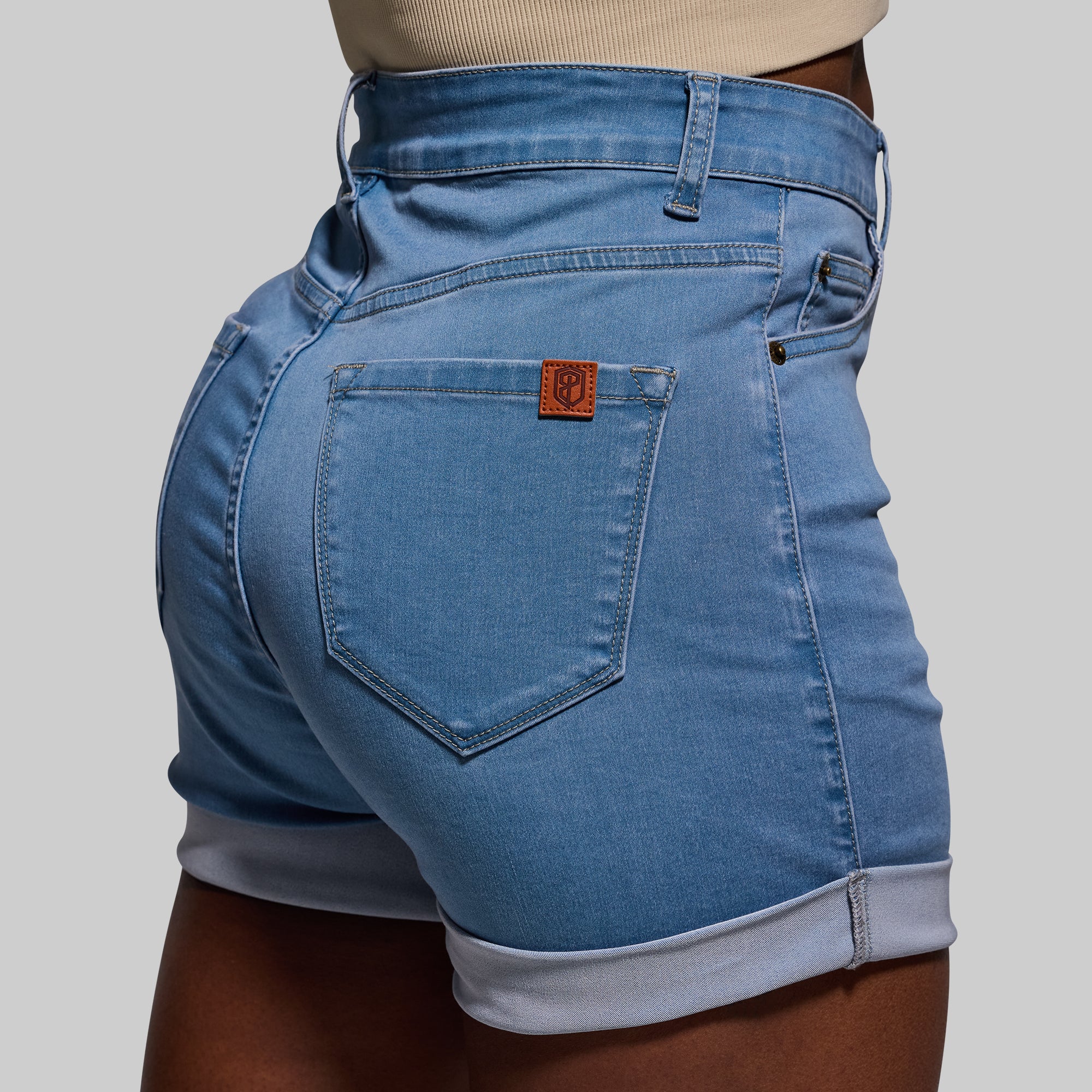 FLEX Stretchy Mom Jean Short (Light Wash) - Image 3