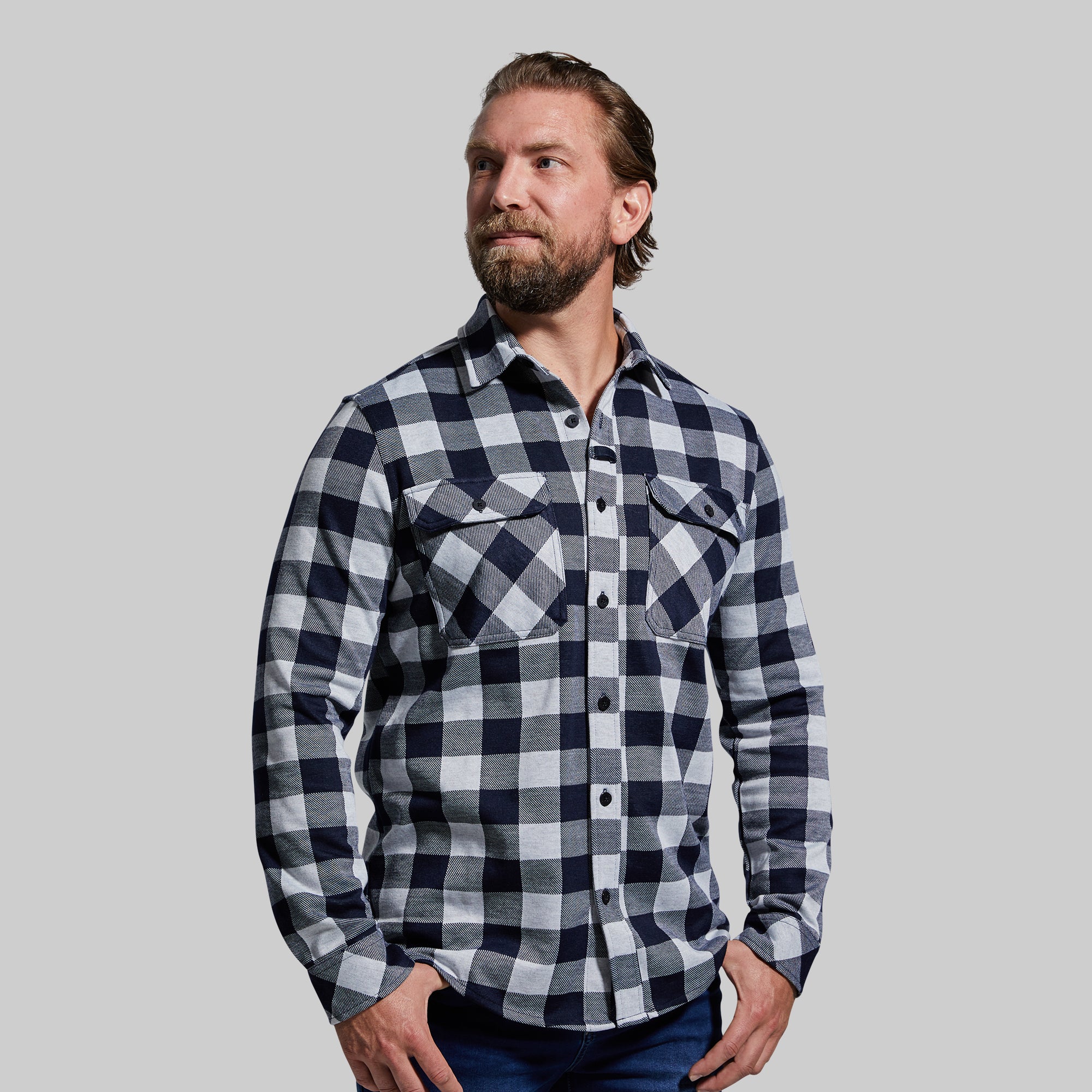 Woodsman Stretchy Flannel (Navy/White) - Image 2