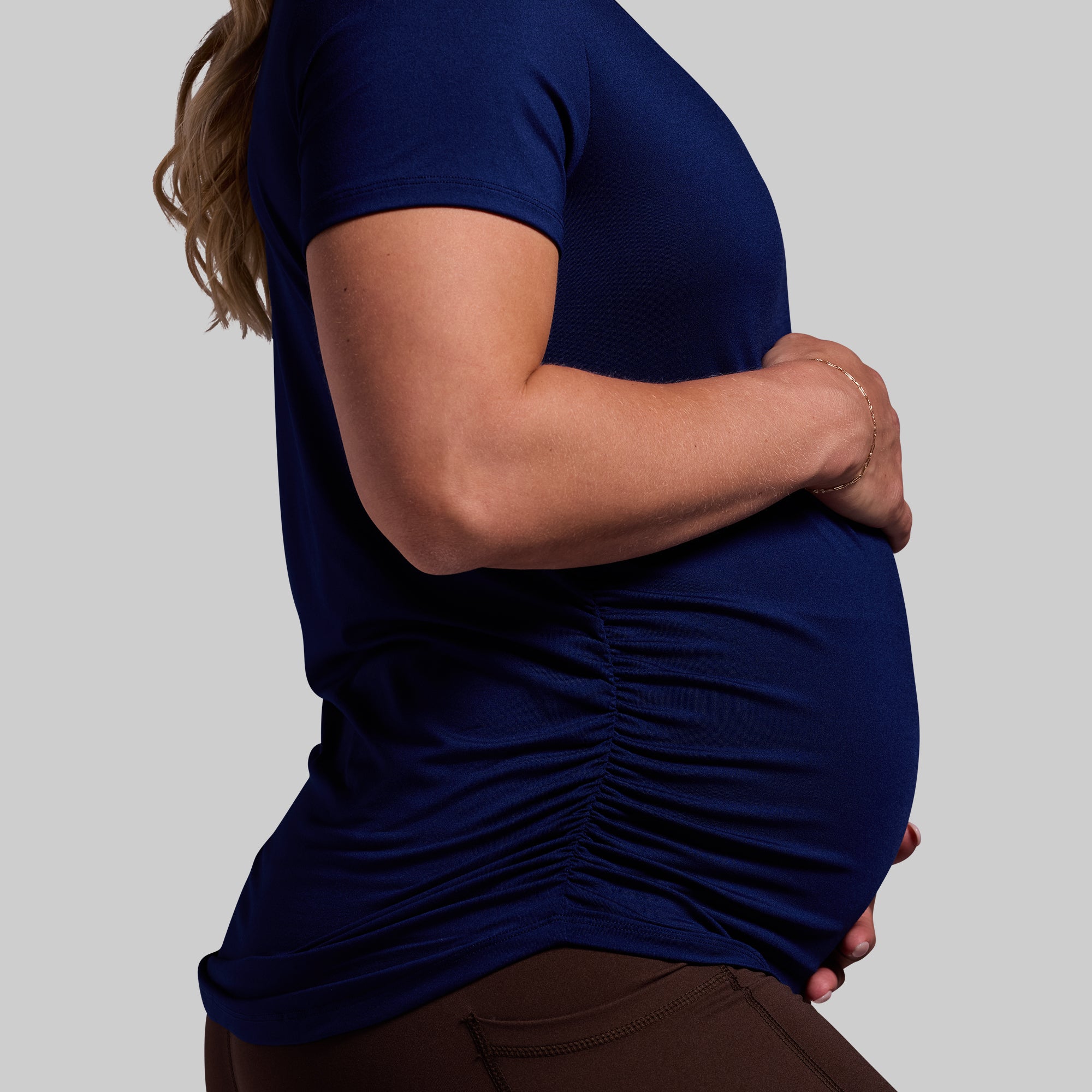 Maternity Athleisure Short Sleeve V-Neck (Blue Depths) - Image 4