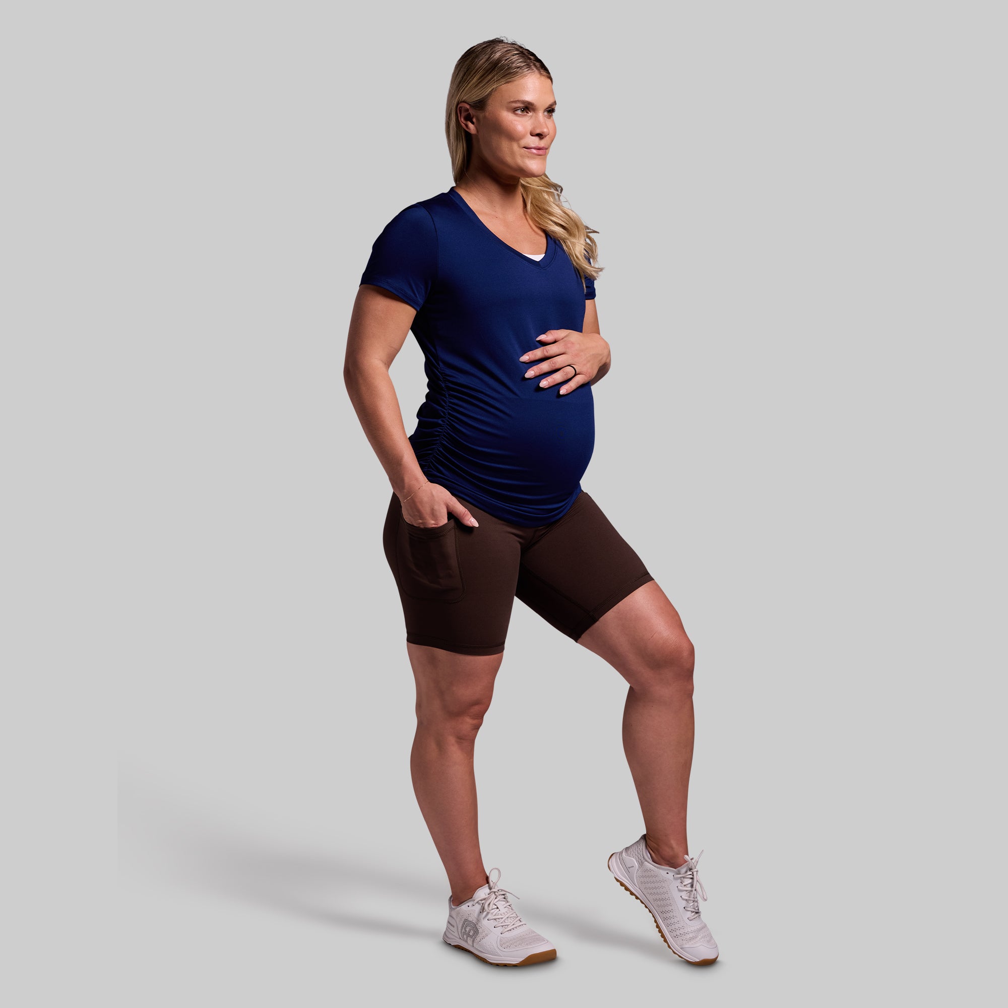Maternity Athleisure Short Sleeve V-Neck (Blue Depths) - Image 7
