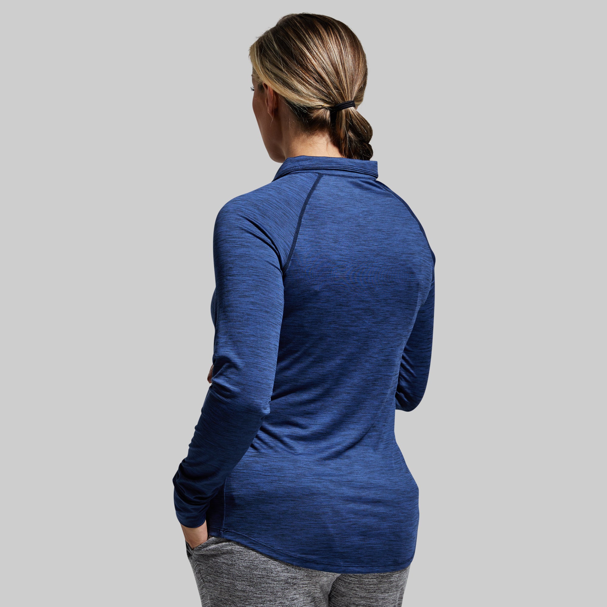 Maternity Zip Neck Athleisure Long Sleeve (Navy) - Image 2