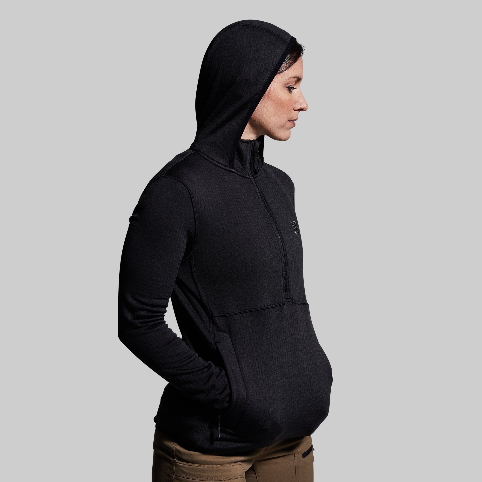 Women's Quiver Half Zip Hoodie (Black) - Image 8