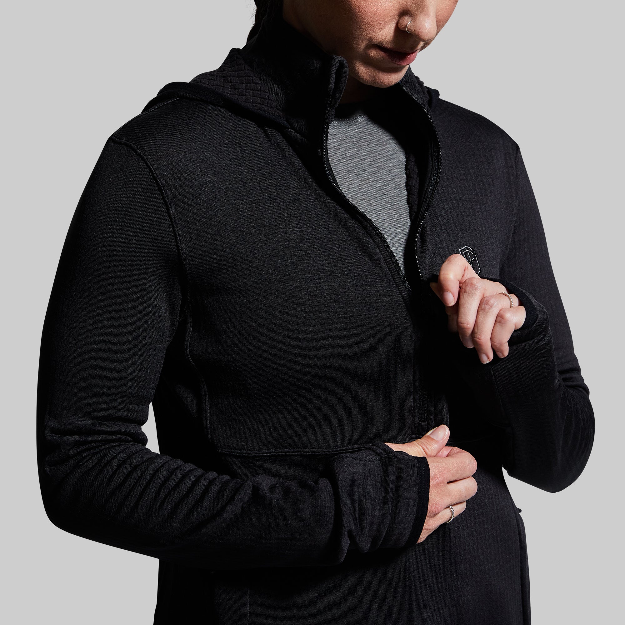 Women's Quiver Half Zip Hoodie (Black) - Image 4
