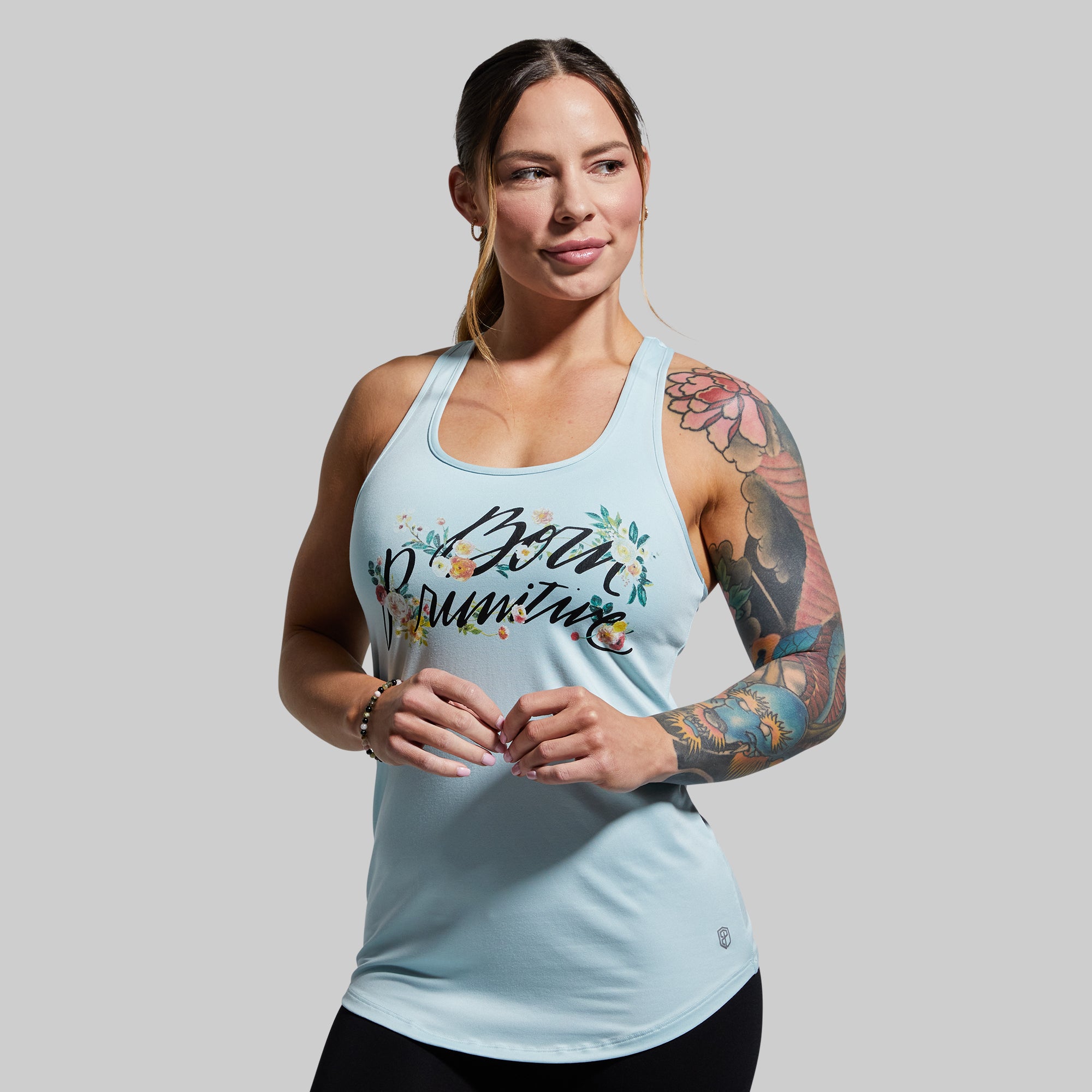 Floral Calligraphy Staple Tank (Sky Blue) - Image 3