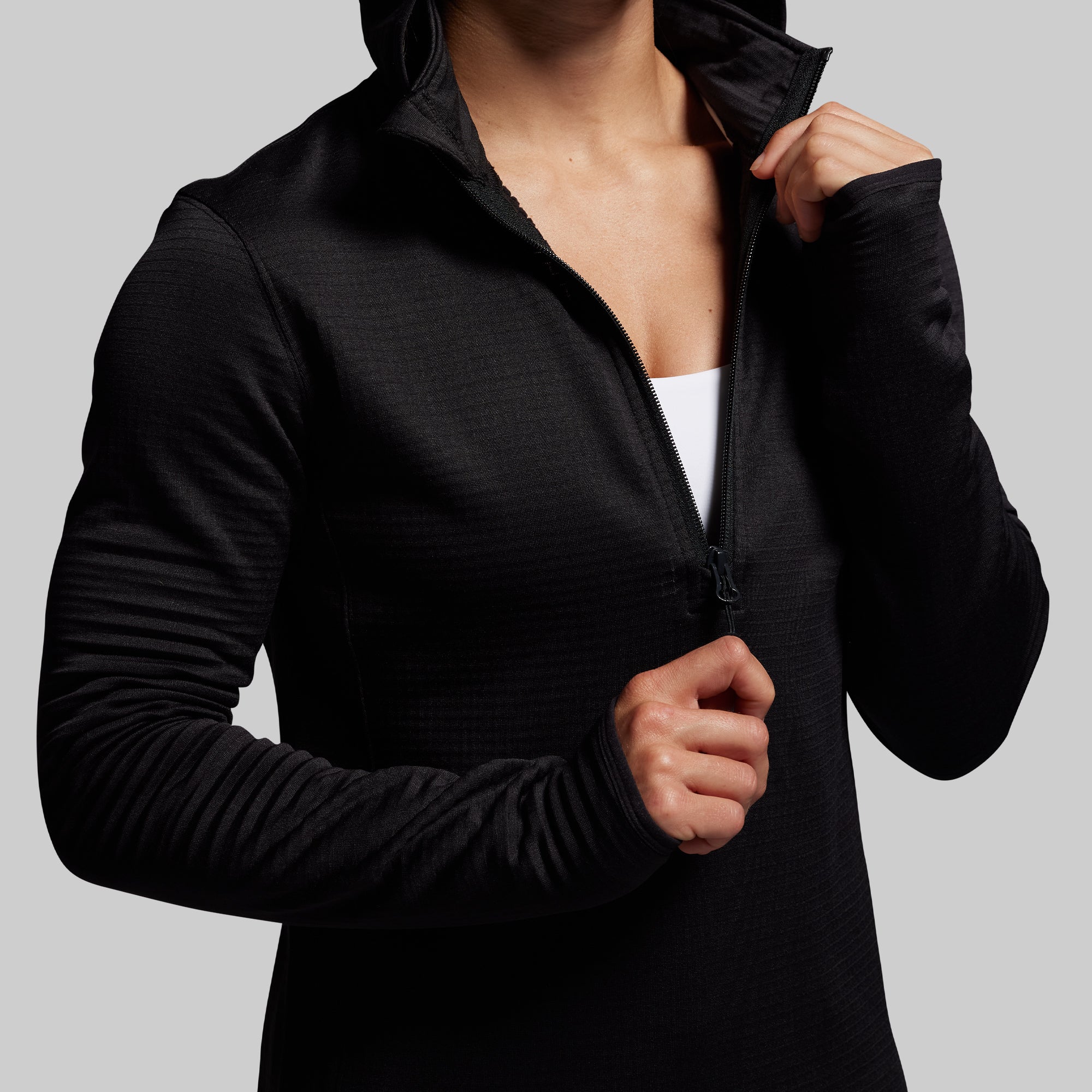 Women's Quiver Half Zip Hoodie 2.0 (Black) - Image 9