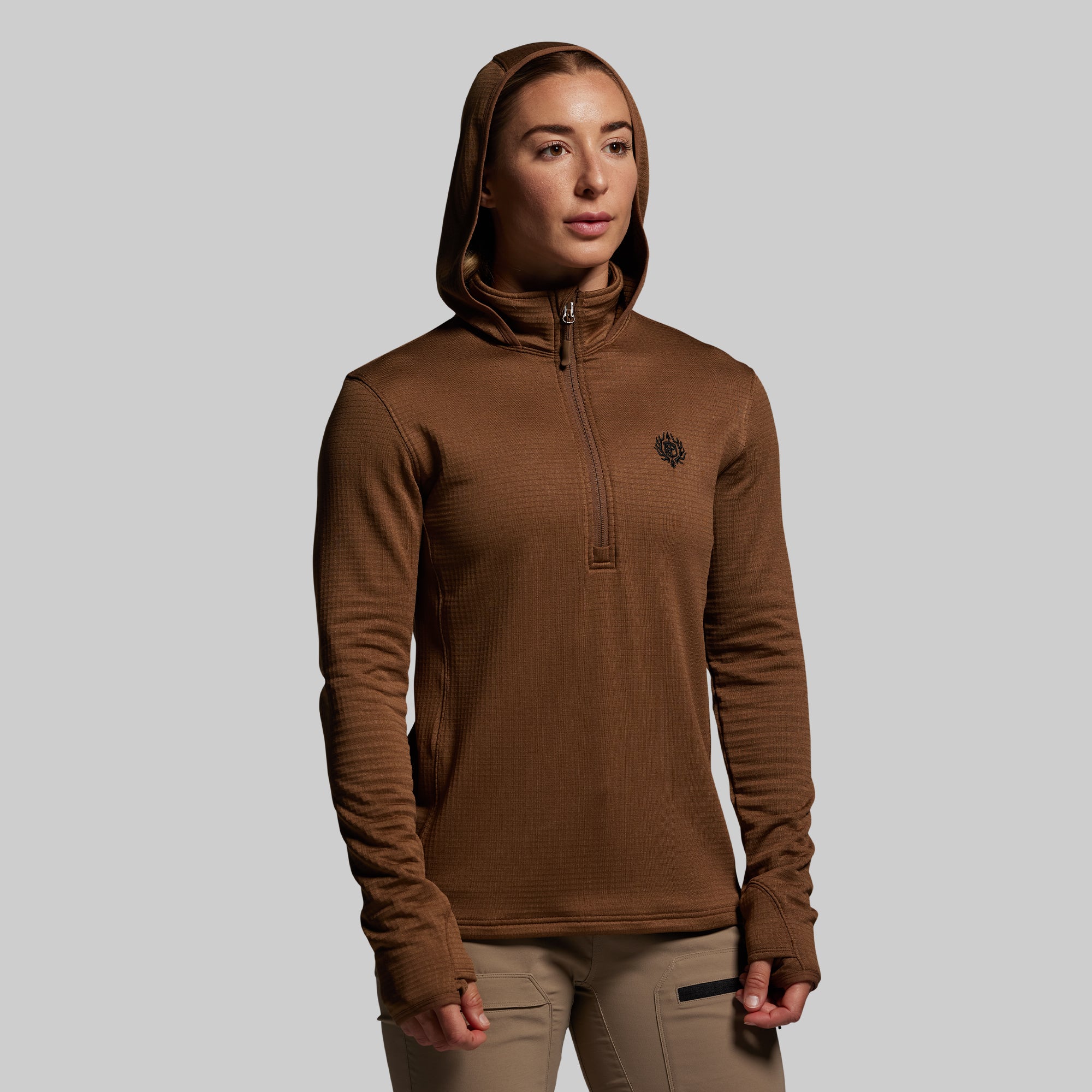 Women's Quiver Half Zip Hoodie 2.0 (Coyote Brown) - Image 6