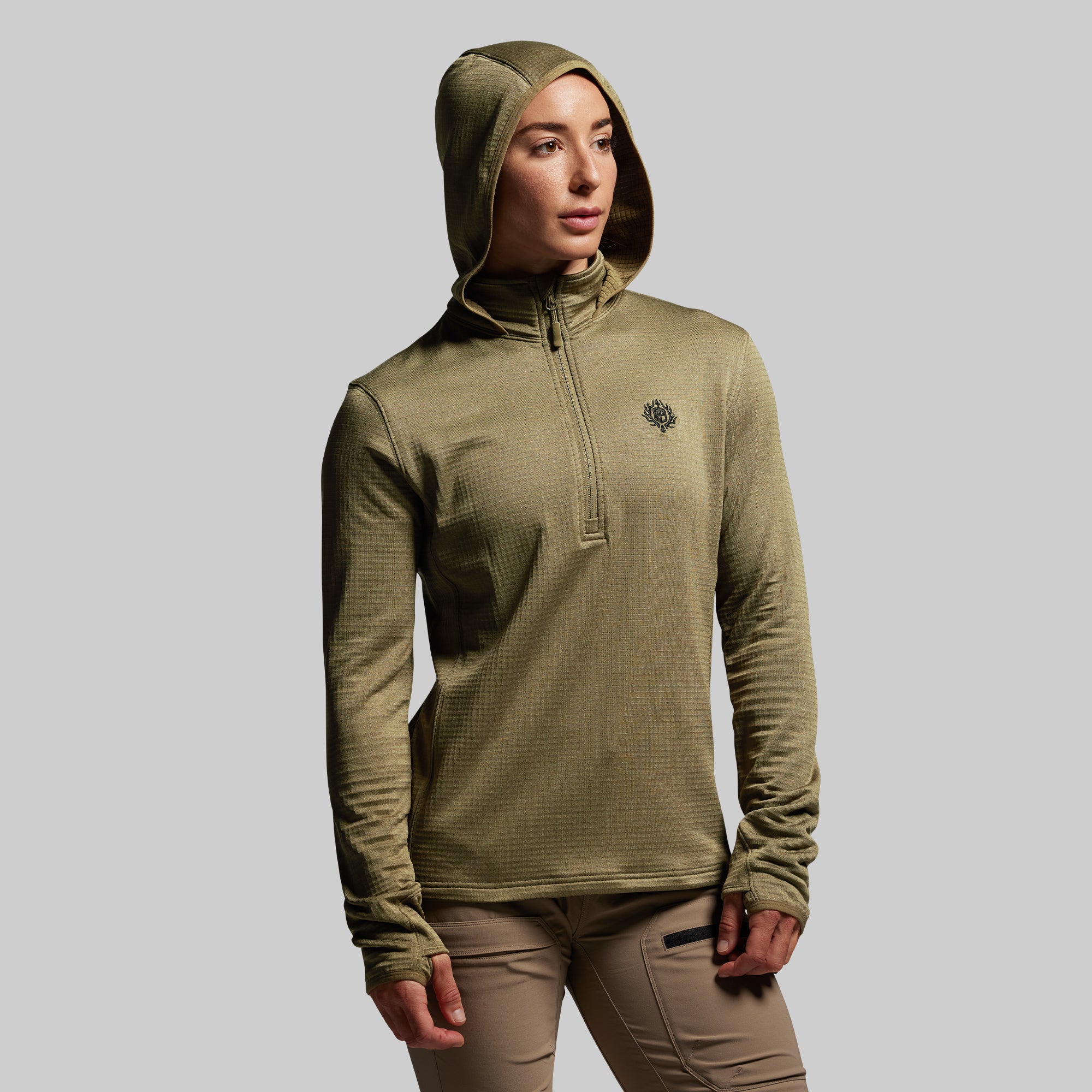 Women's Quiver Half Zip Hoodie 2.0 (OD Green) - Image 6