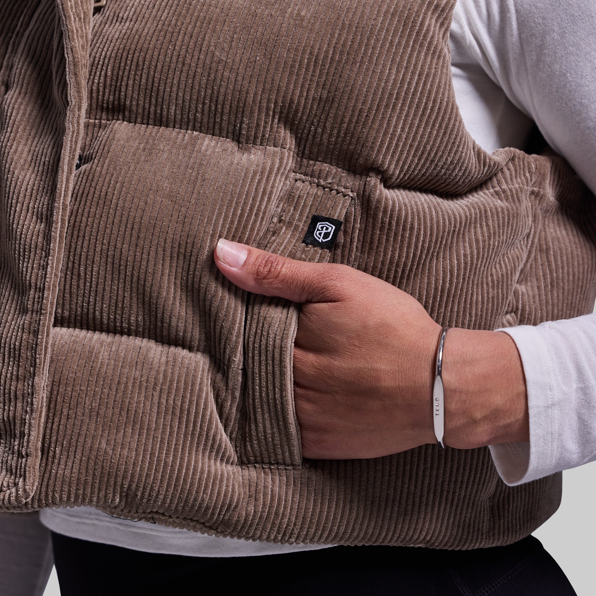 Fireside Cropped Corduroy Puffer Vest (Elephant) - Image 8