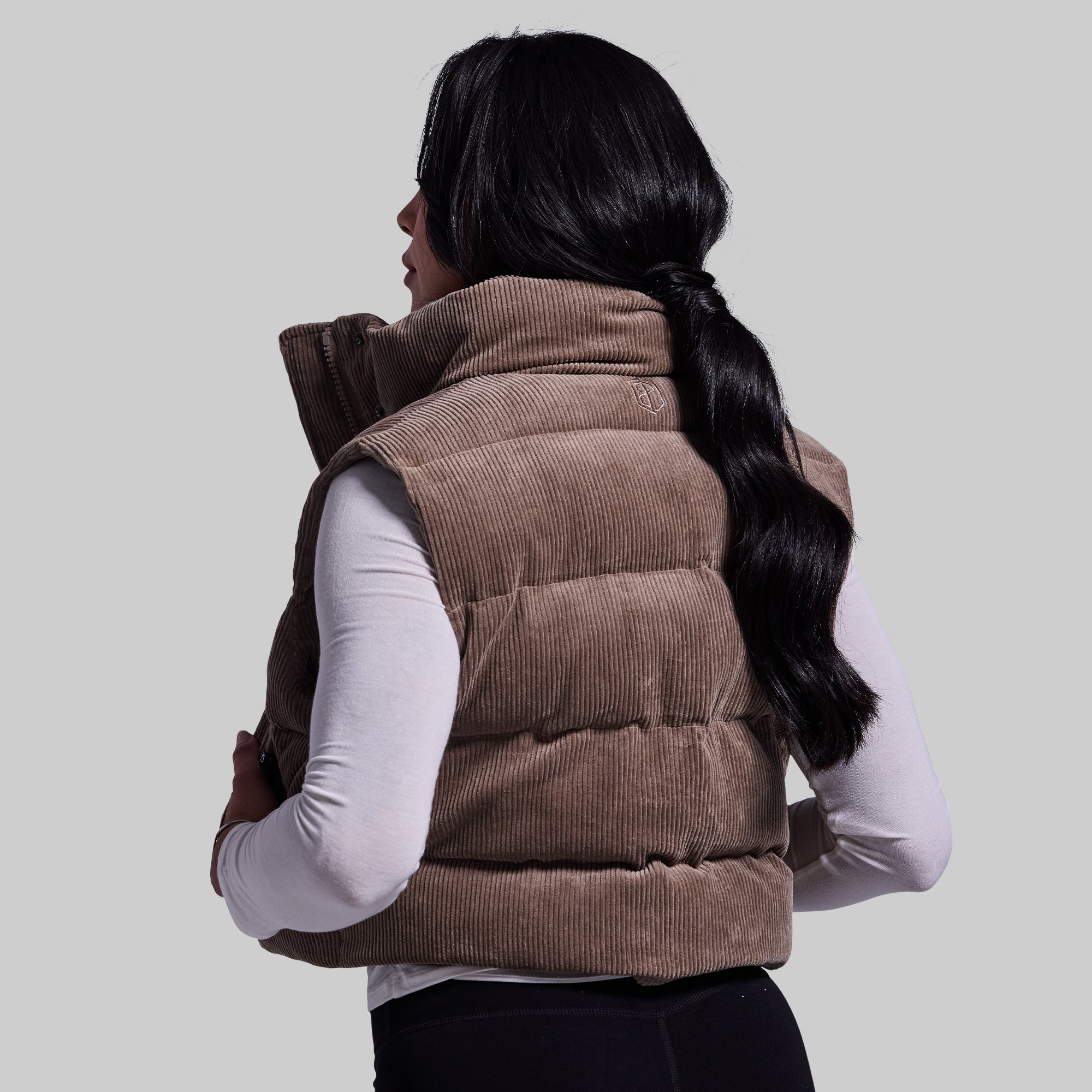 Fireside Cropped Corduroy Puffer Vest (Elephant) - Image 3