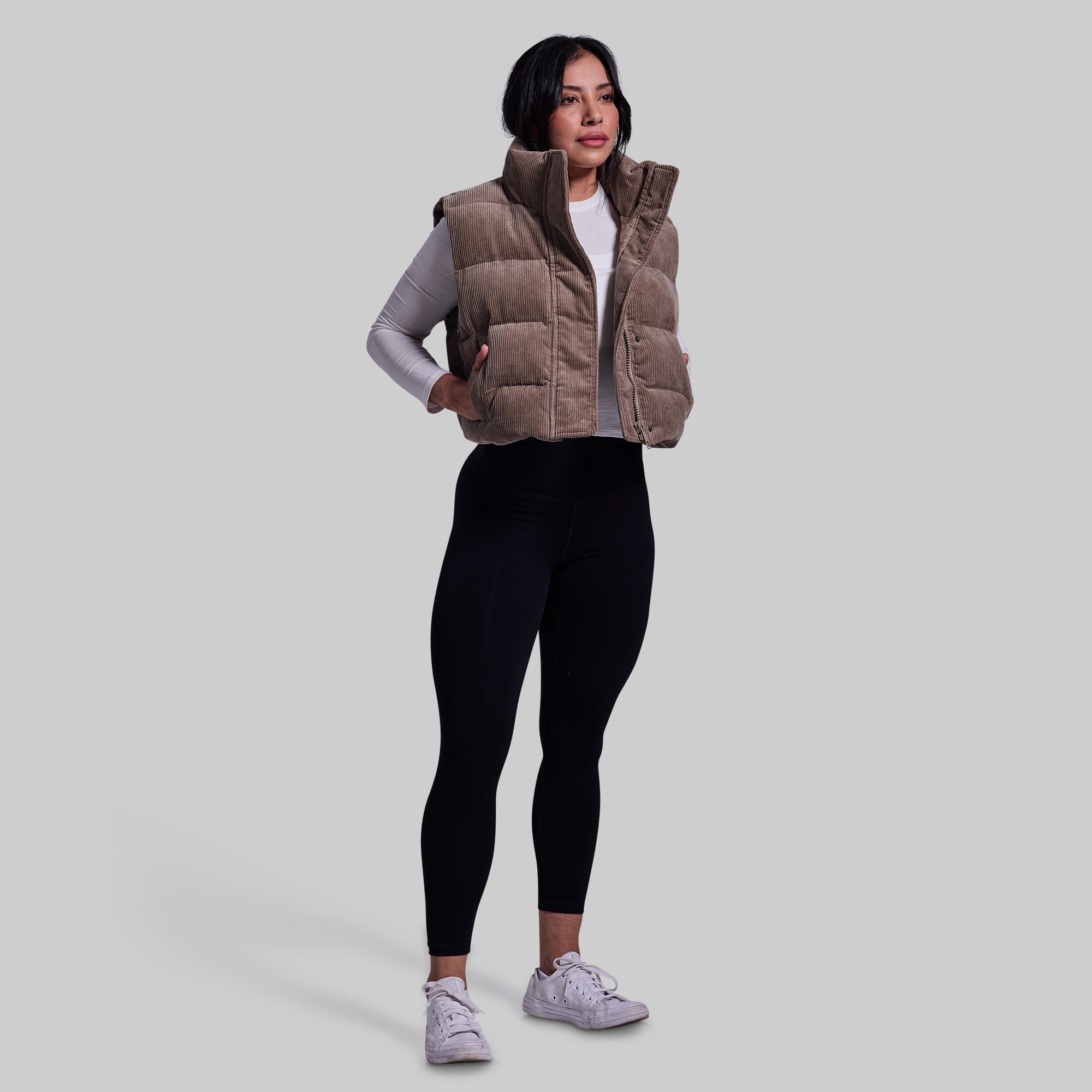 Fireside Cropped Corduroy Puffer Vest (Elephant) - Image 9