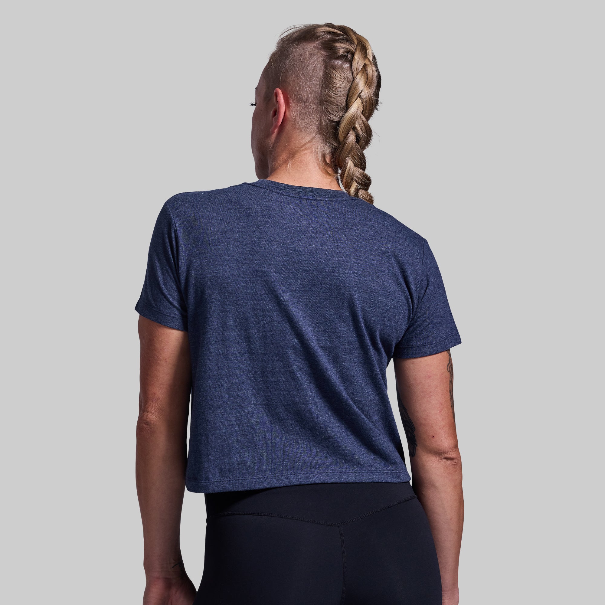 Home of the Brave Crop Tee (Heather Navy) - Image 2