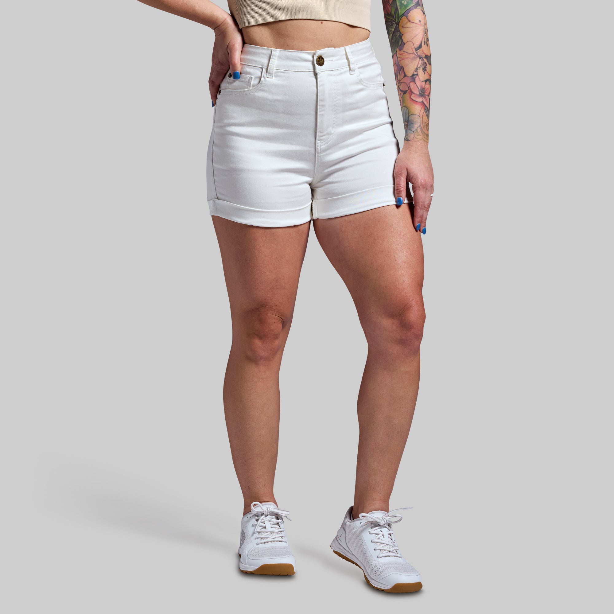 FLEX Stretchy Mom Jean Short (White) - Image 6