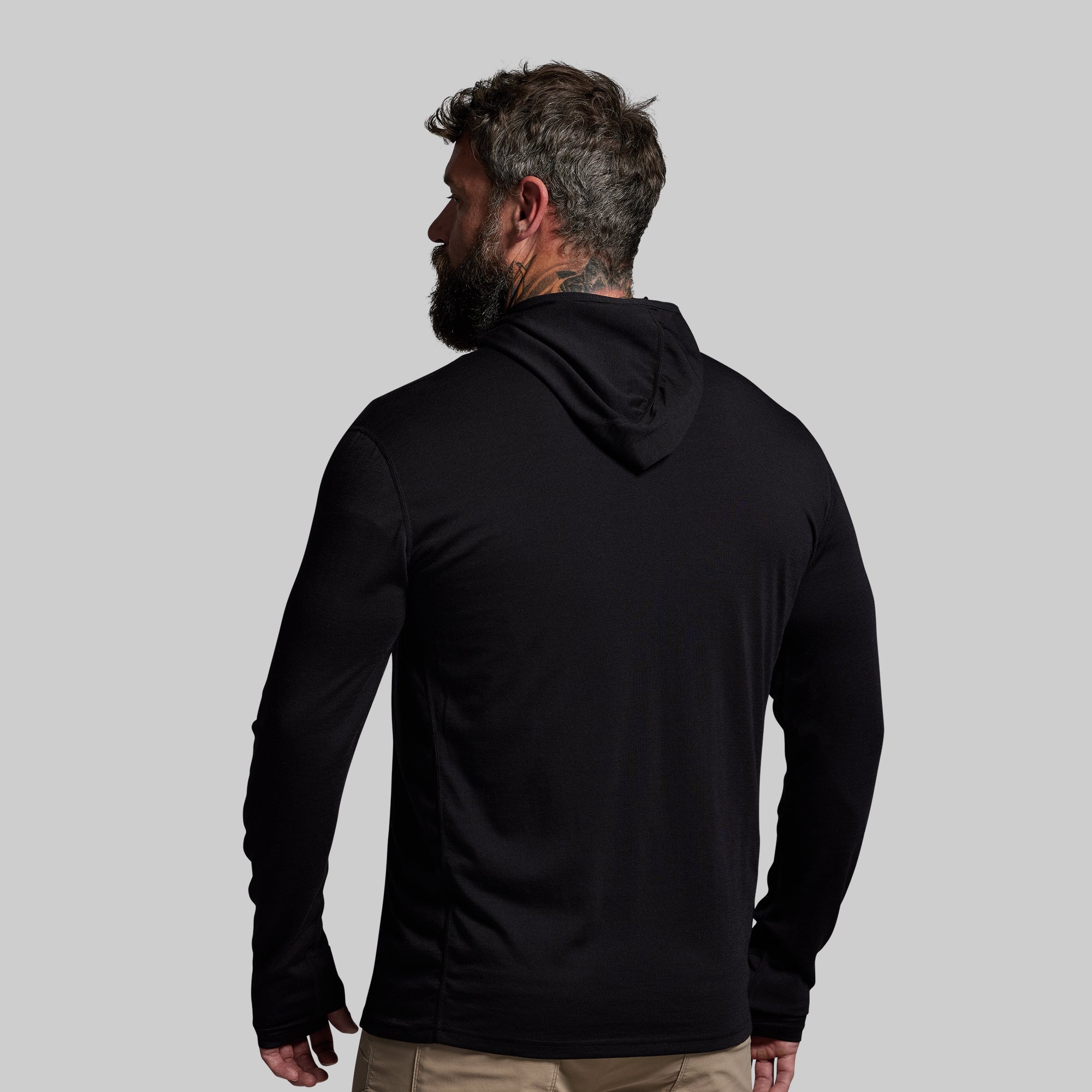 Ridgeline Merino Half Zip Hoodie 165 (Black) - Image 2