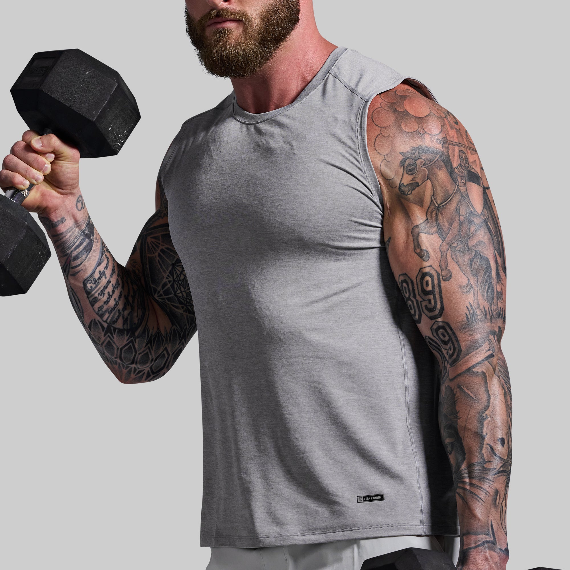 Training Muscle Tank (Light Heather Grey) - Image 3