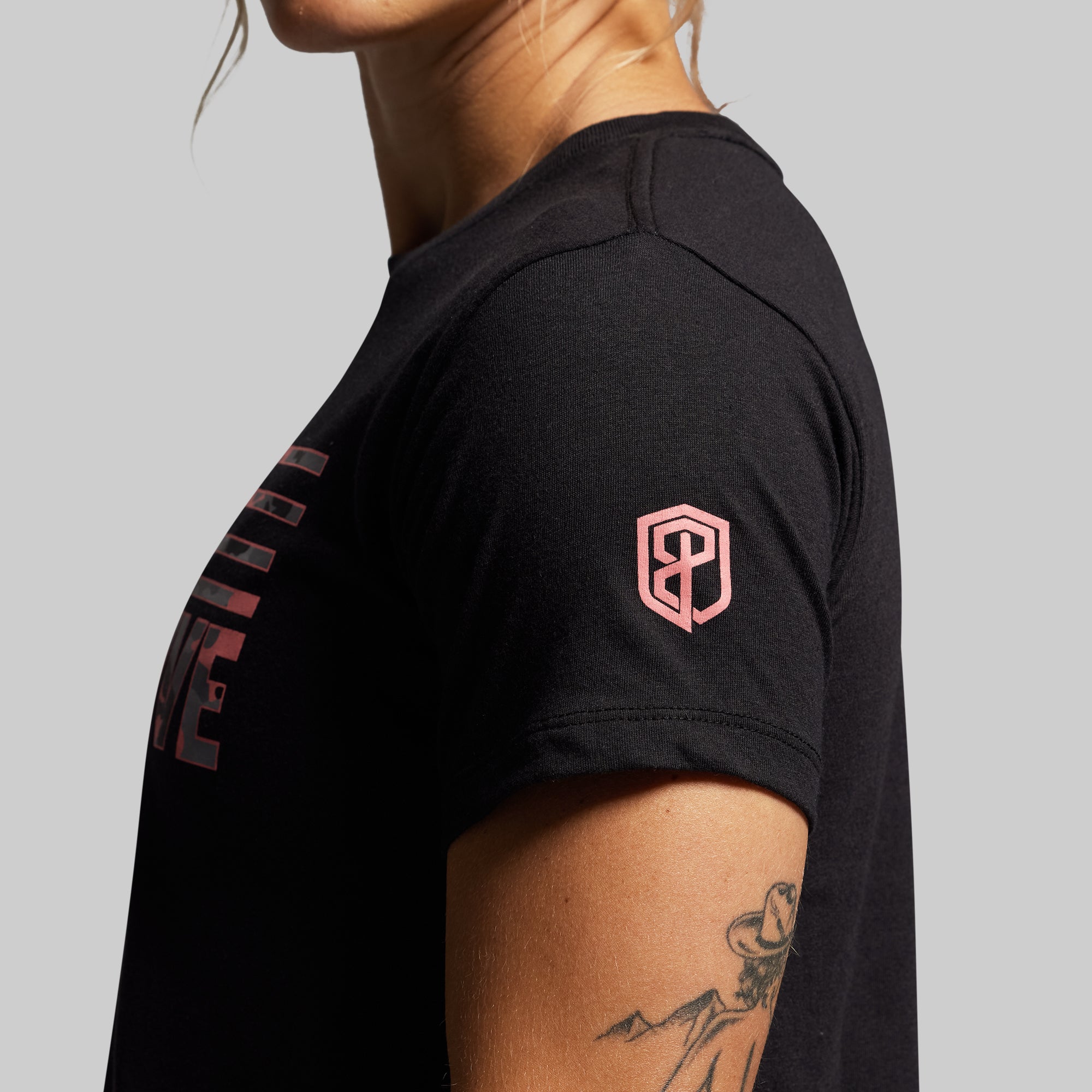 BP Flag Crop Tee (Black/Pink Woodland) - Image 4
