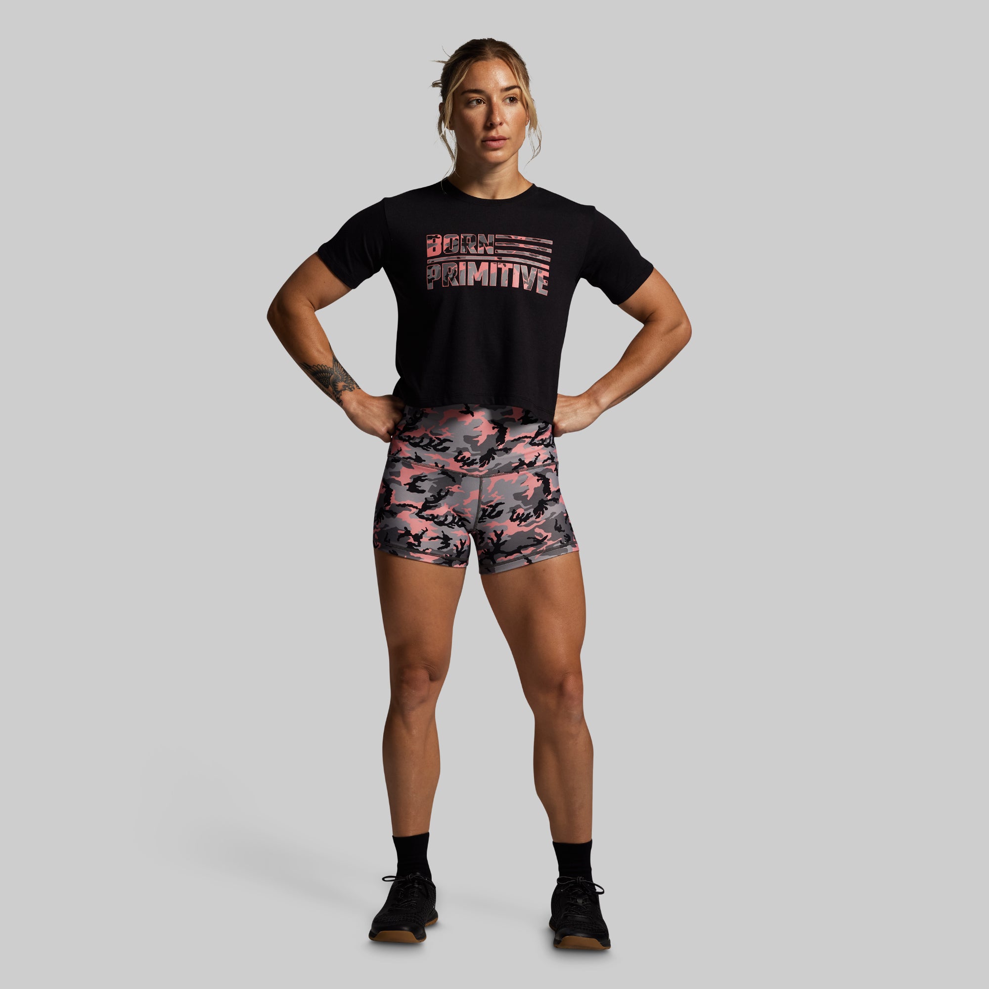 BP Flag Crop Tee (Black/Pink Woodland) - Image 5