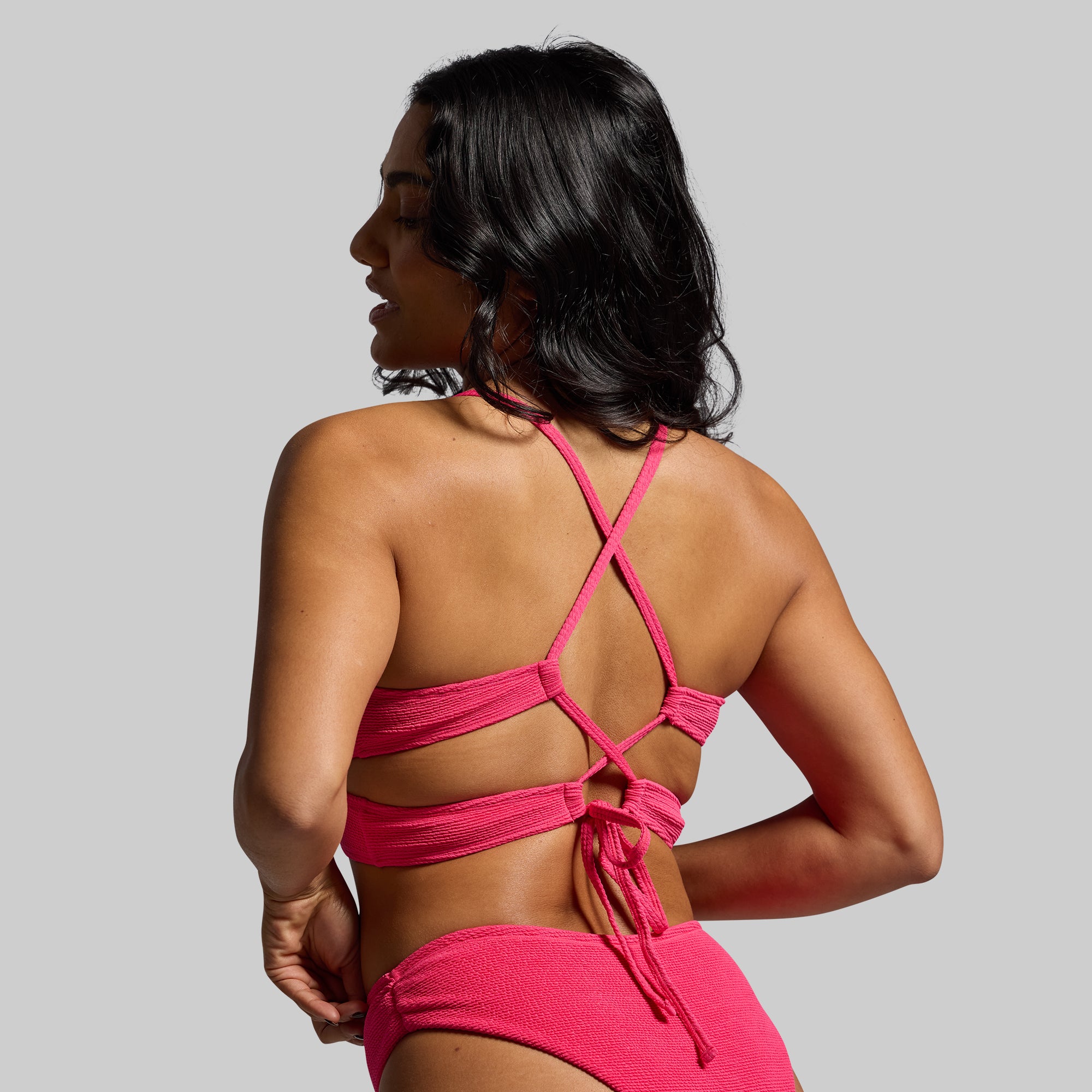 Sea Level Crinkle Bikini Top (Raspberry Sorbet) - Image 3